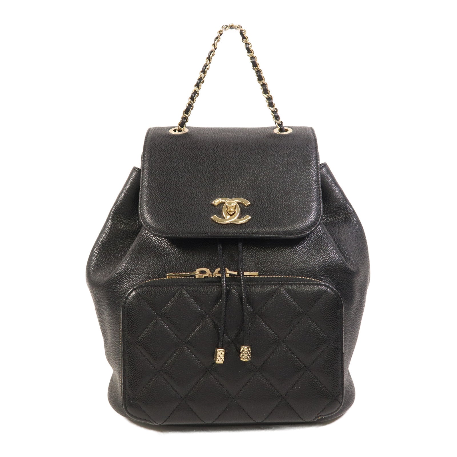 CHANEL 牛皮皮革Backpack金扣背包