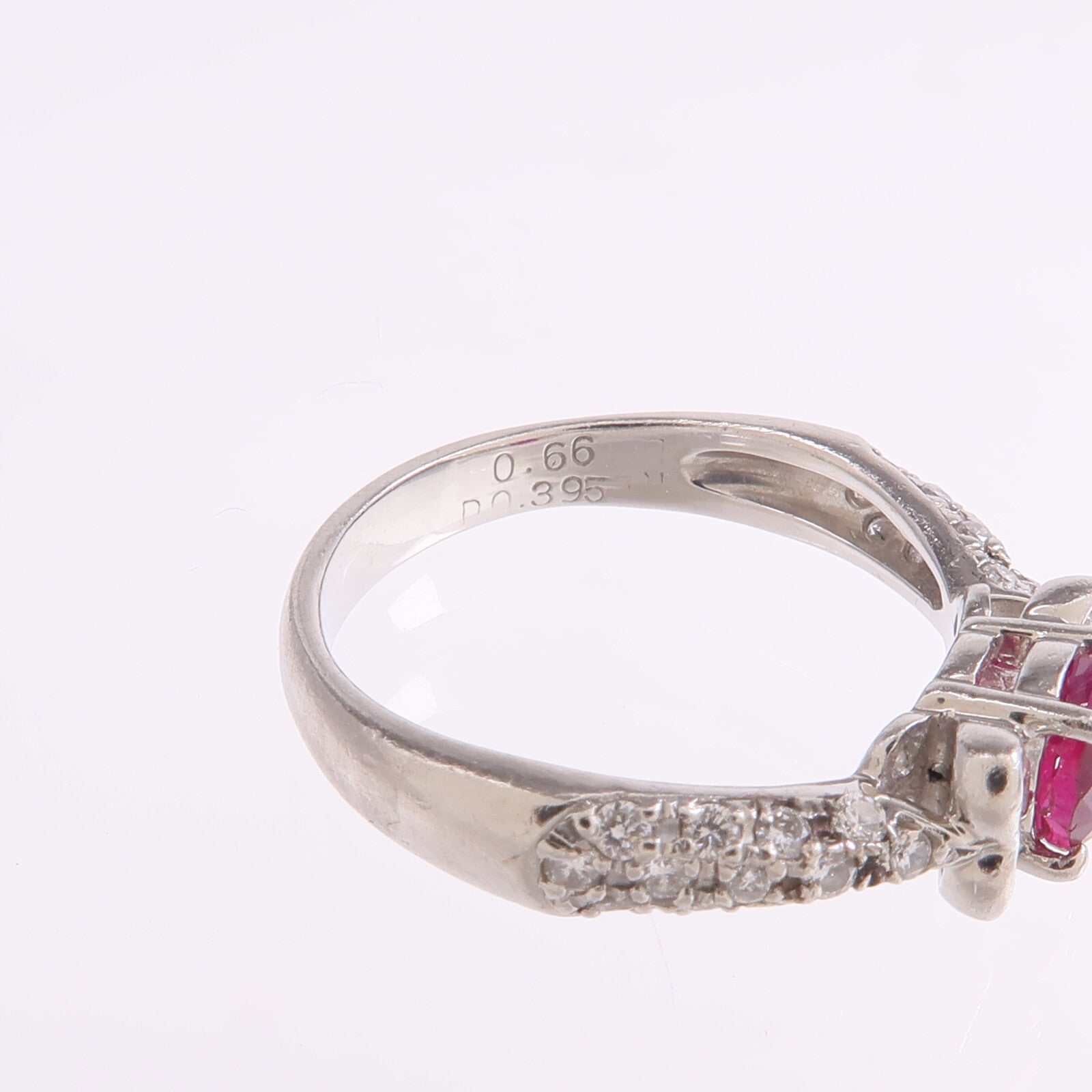 JEWELRY PT900鉑金Ruby Diamond Ring紅寶石/鑽石戒指US#5.25