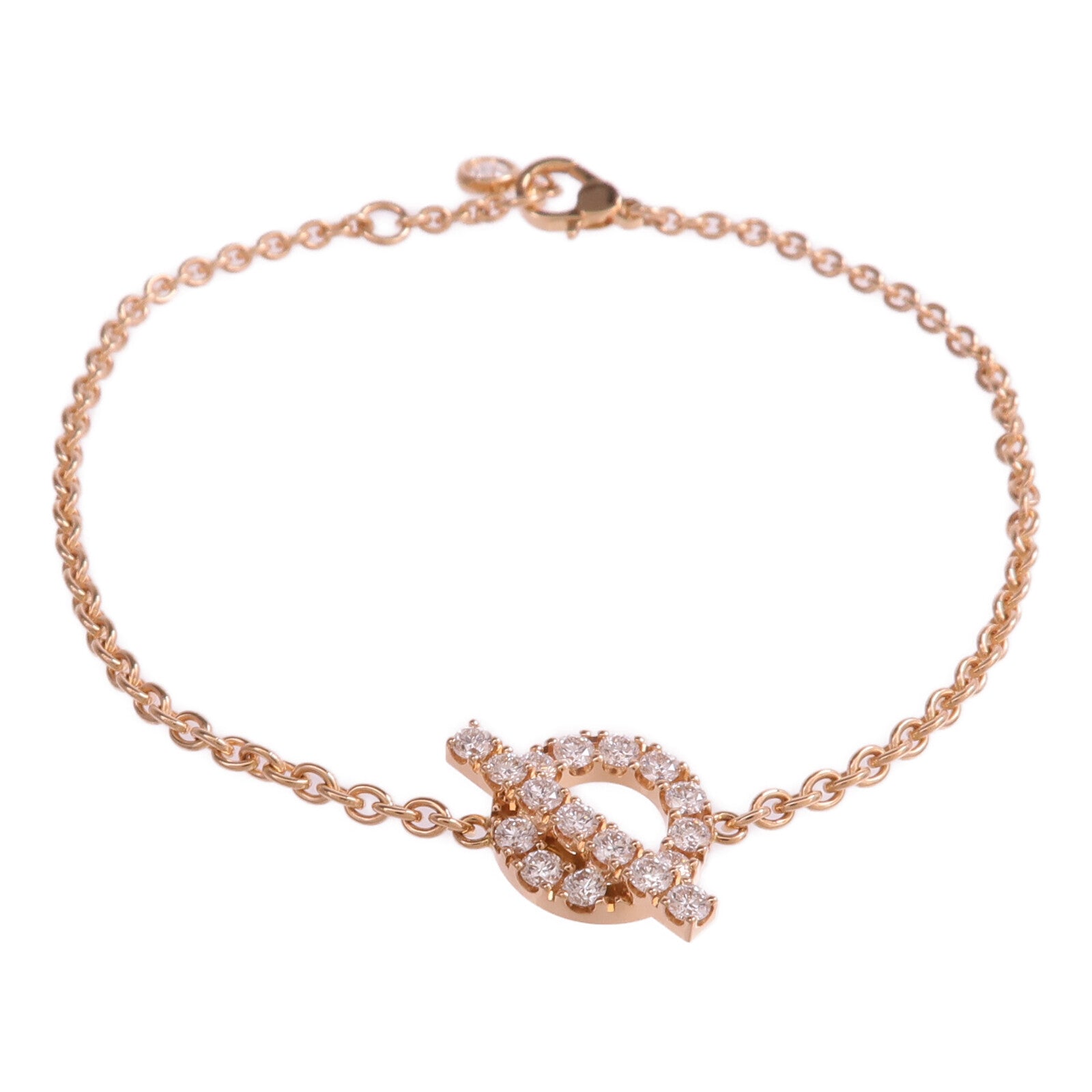 HERMES 18K玫瑰金Finesse Bracelet鑽石手鏈