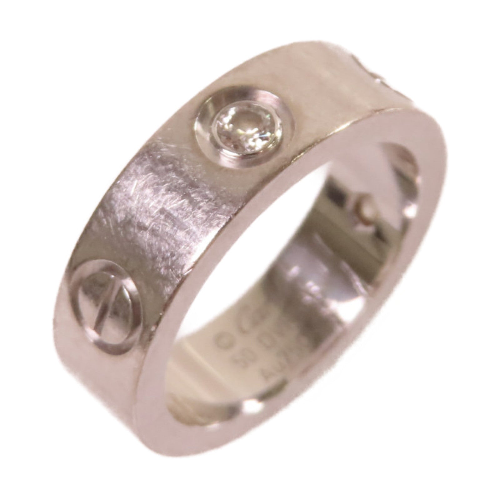 CARTIER 18K白金/鑽石Love Ring 3 Diamond Ring戒指#50/US#5.5