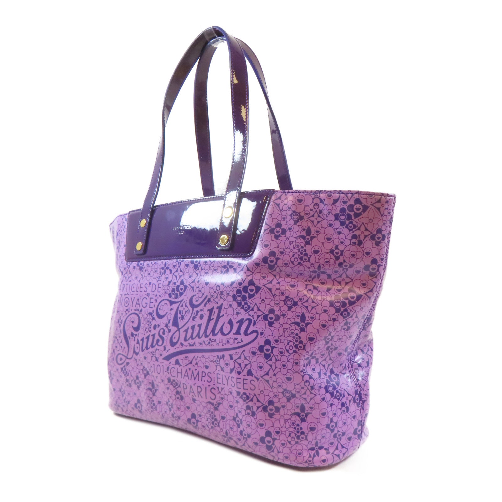 LOUIS VUITTON 【激減優惠】塗層帆布/皮革Cosmic Blossom PM金扣手挽袋紫色