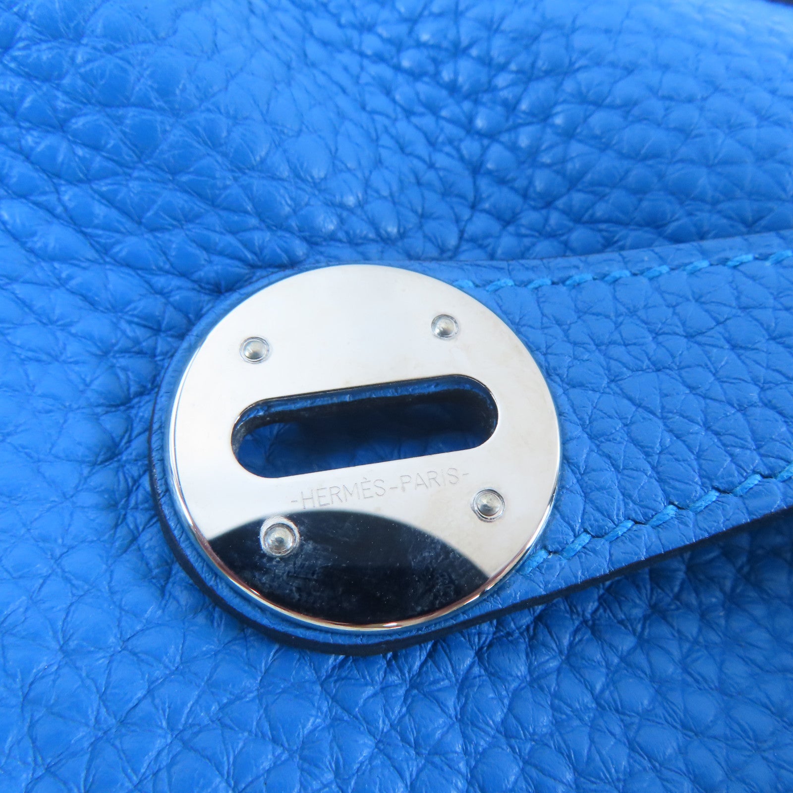 HERMES Clemence皮革Lindy 26銀扣手挽肩背兩用袋Malachite/綠色/Blue Zanzibar/藍色