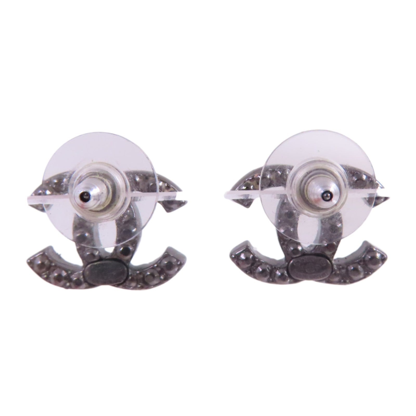 CHANEL 金屬/水鑽/仿珍珠CC Earrings銀扣耳環