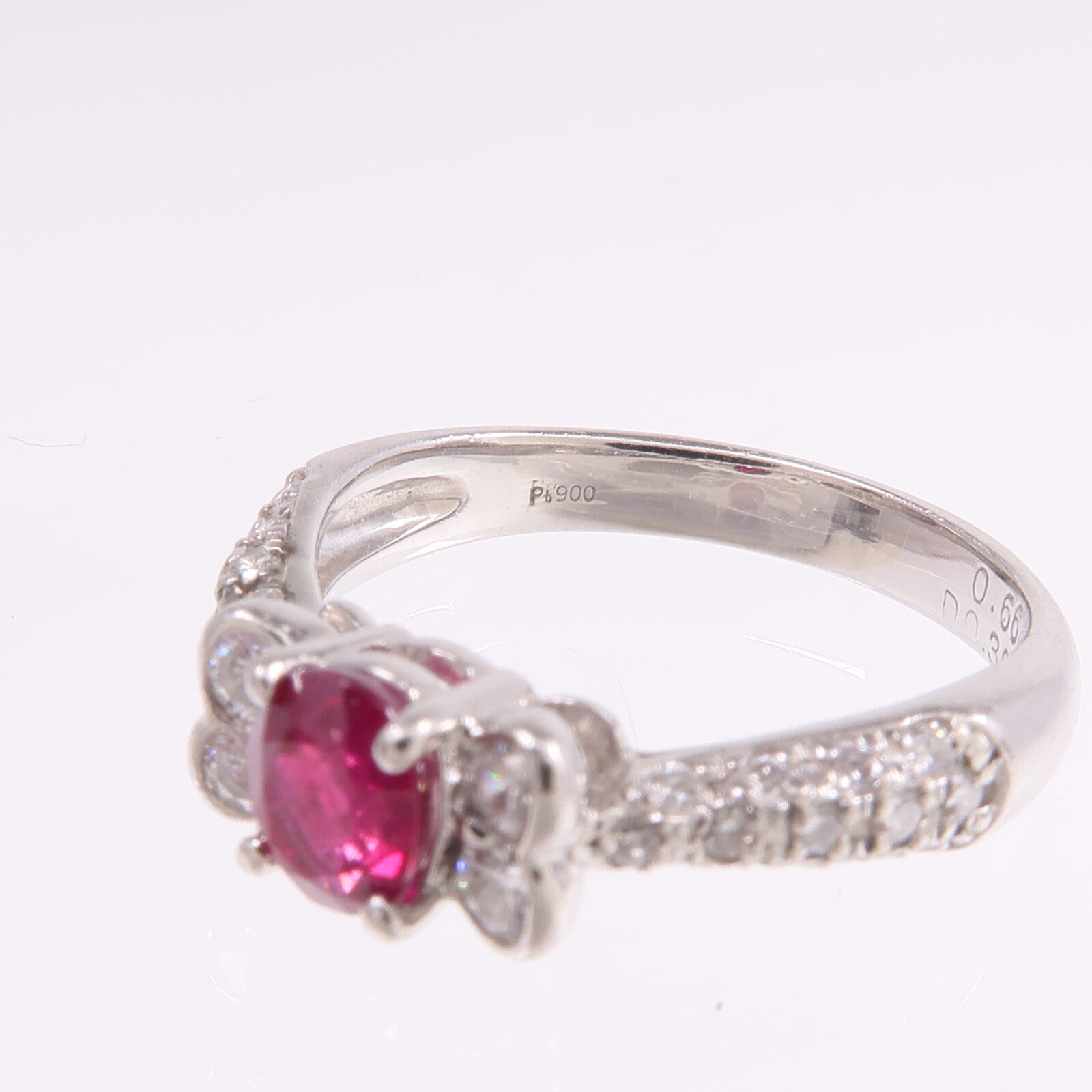 JEWELRY PT900鉑金Ruby Diamond Ring紅寶石/鑽石戒指US#5.25