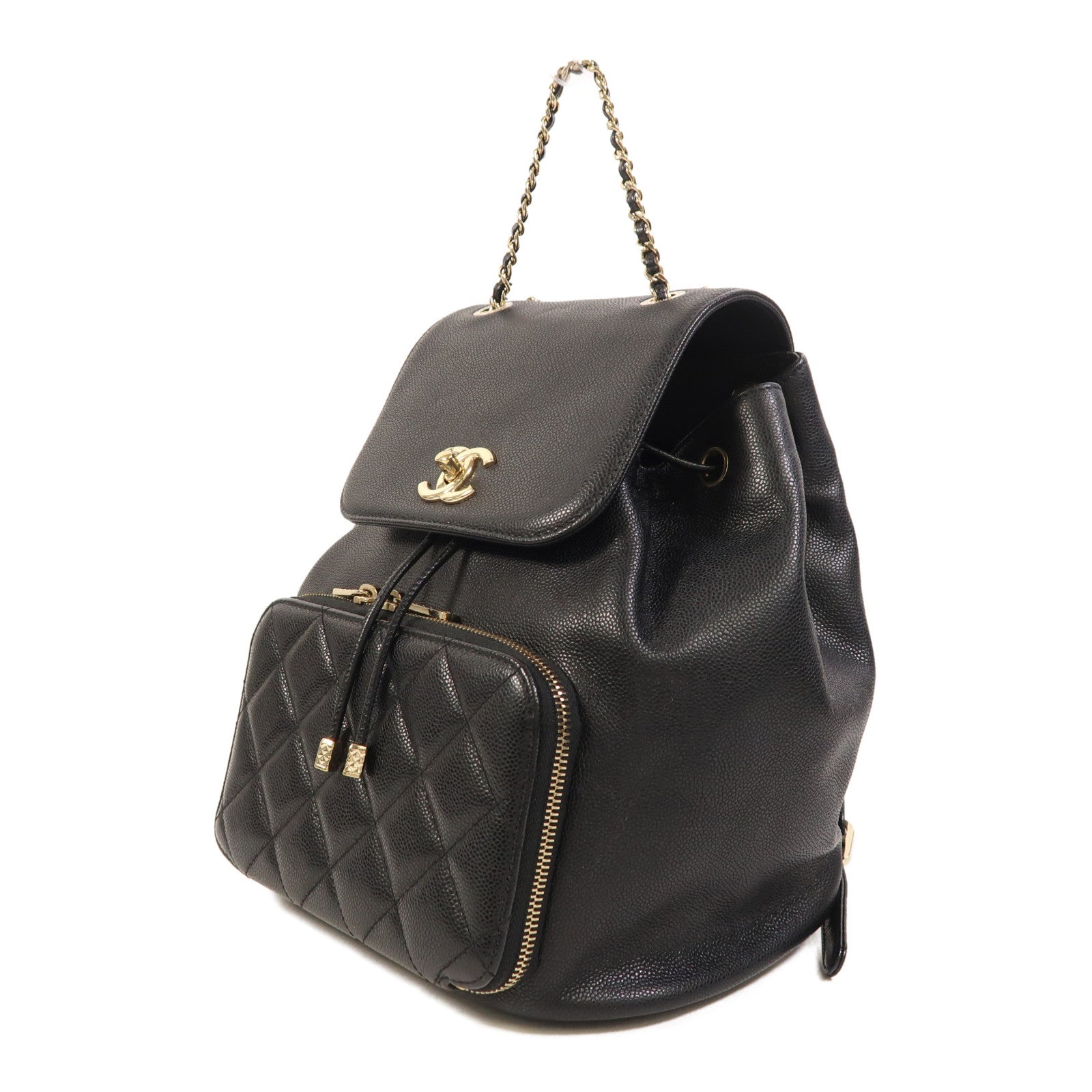 CHANEL 牛皮皮革Backpack金扣背包