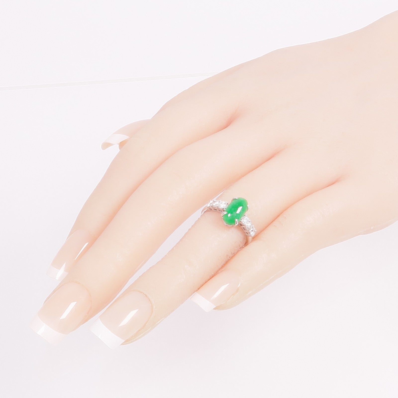 JEWELRY 18K白金Jade Diamond Ring翡翠/鑽石戒指US#3.5