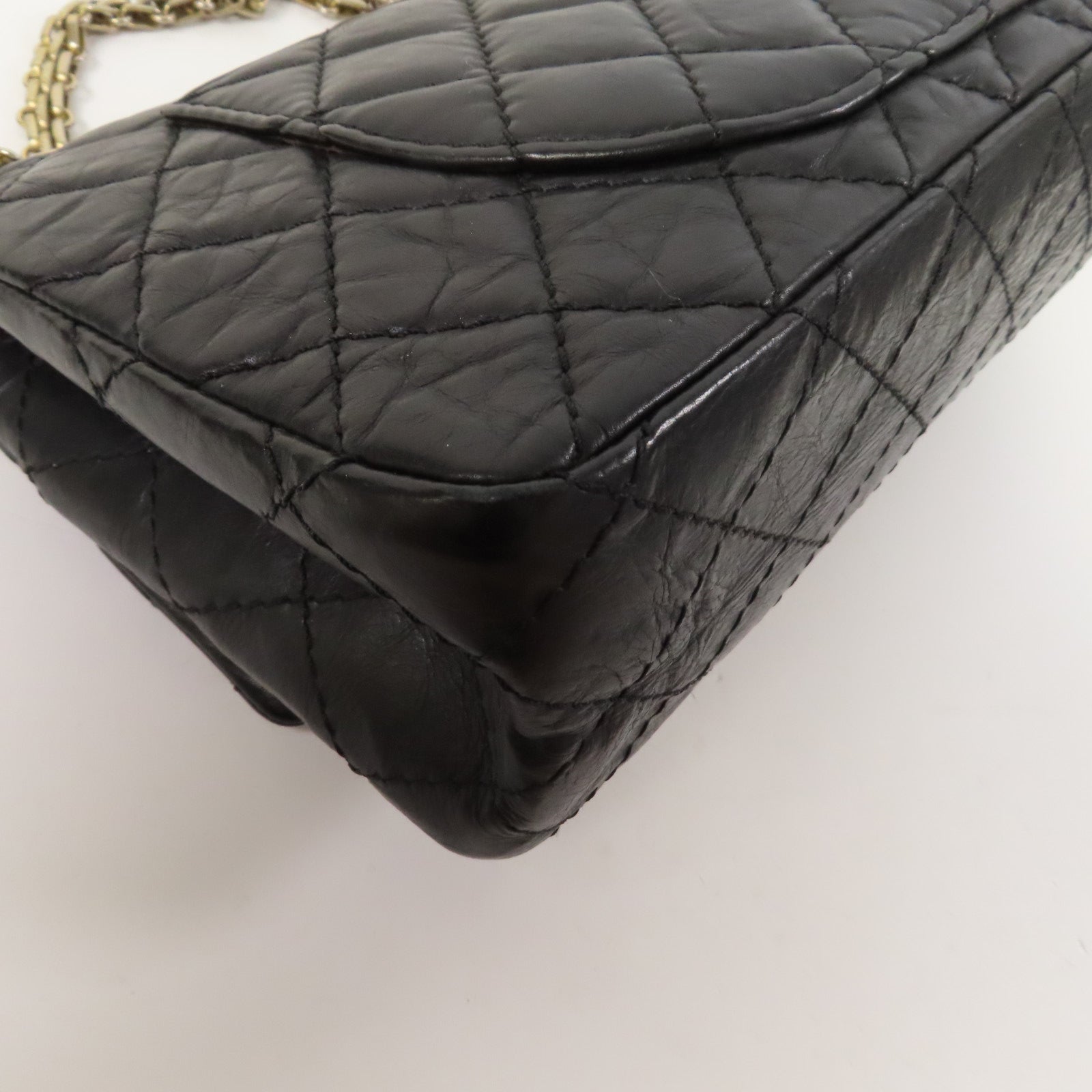 CHANEL 【激減優惠】菱格牛皮皮革2.55金扣鏈帶肩背袋黑色