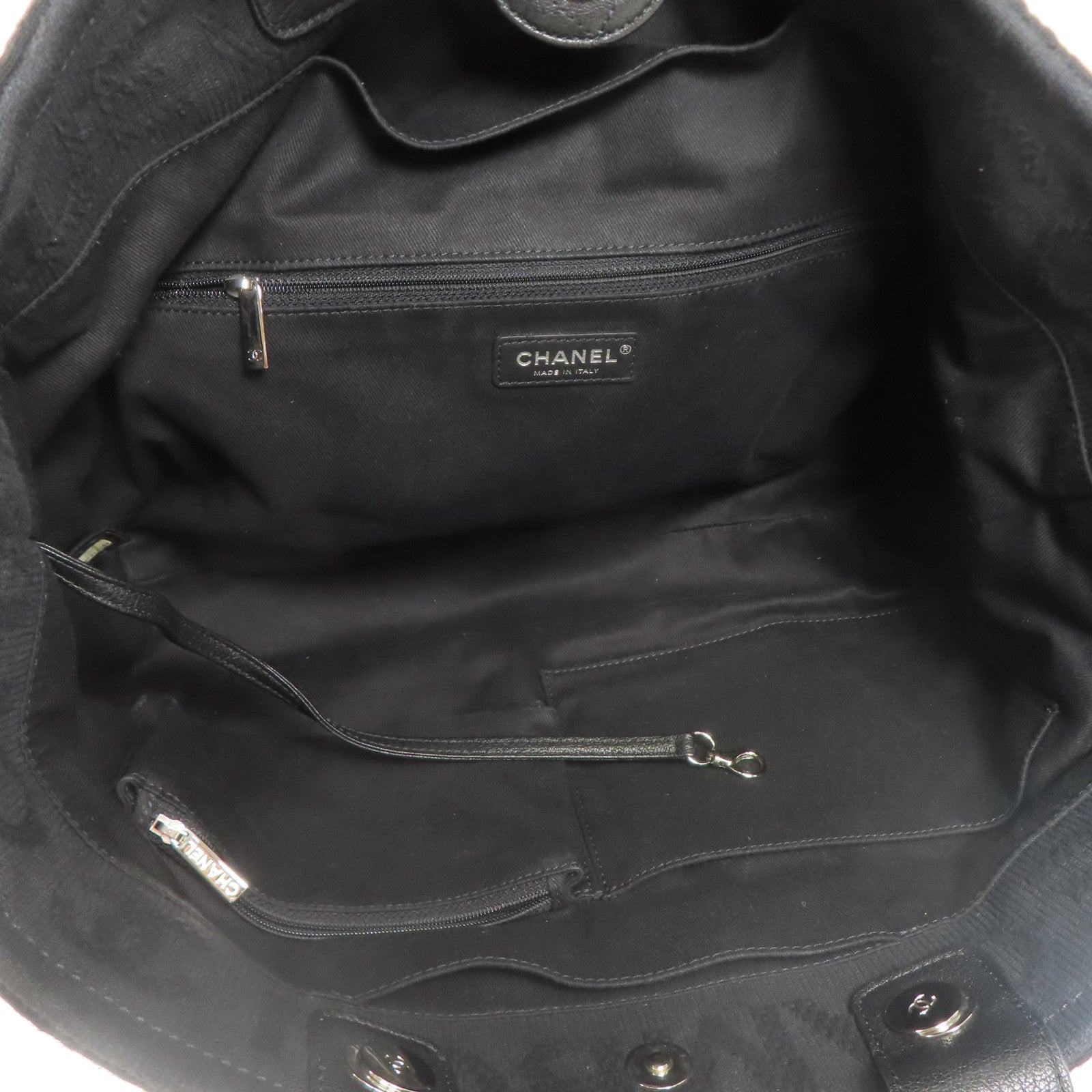 CHANEL 帆布2 Way Shoulder銀扣手挽肩背兩用袋