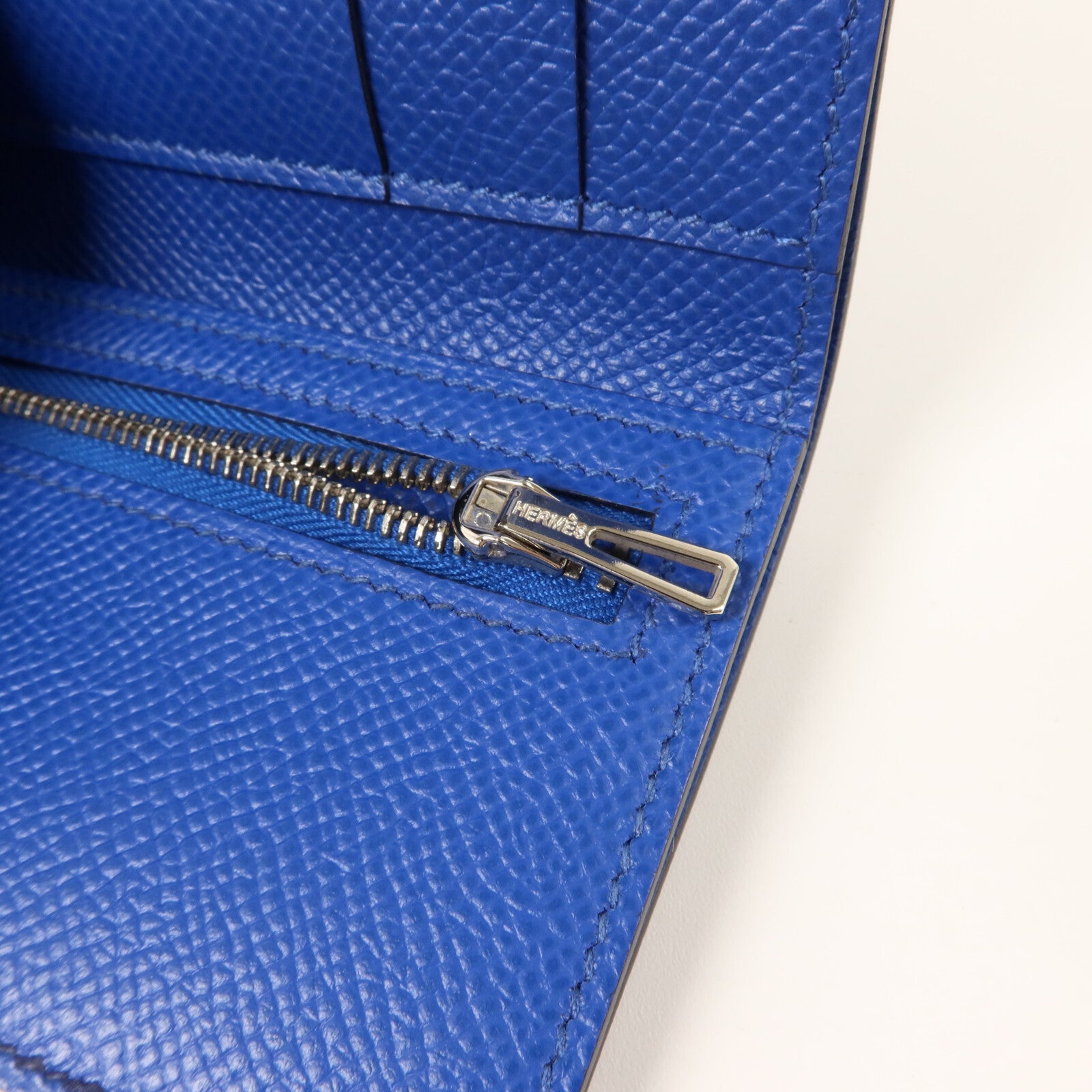 HERMES Epsom皮革Bearn Combine Wallet錢包Bleu Saphir