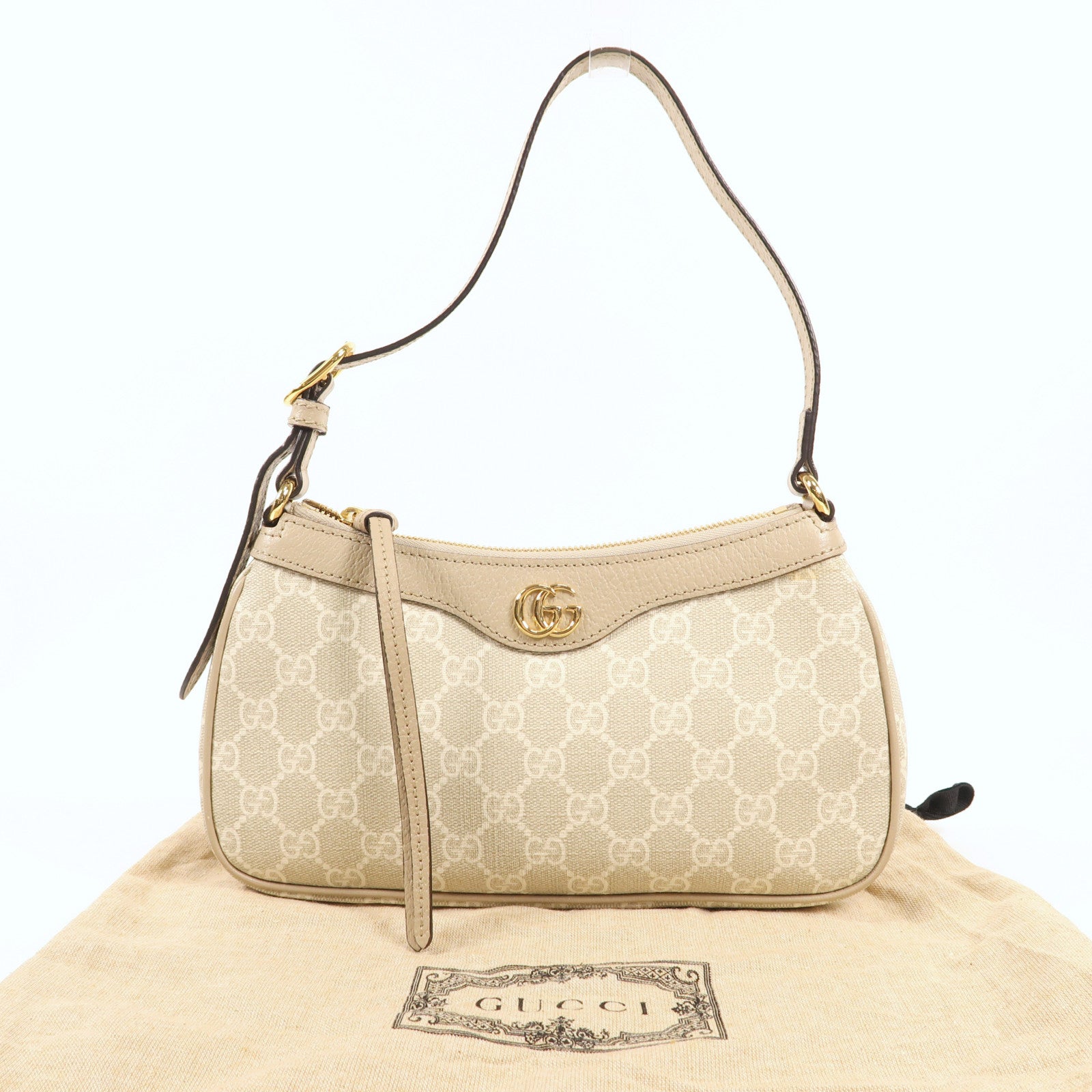 GUCCI 塗層帆布/皮革Ophidia Small HandBag金扣手挽袋