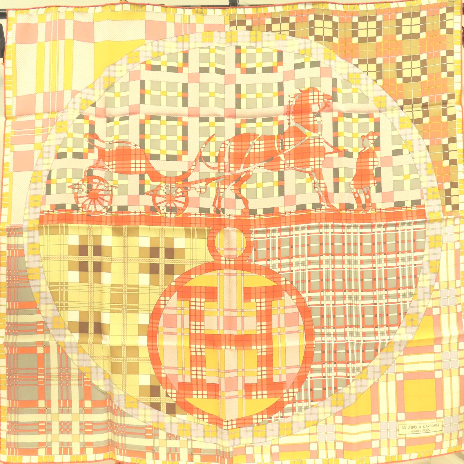 HERMES 絲質Scarf 90x90絲巾橙色
