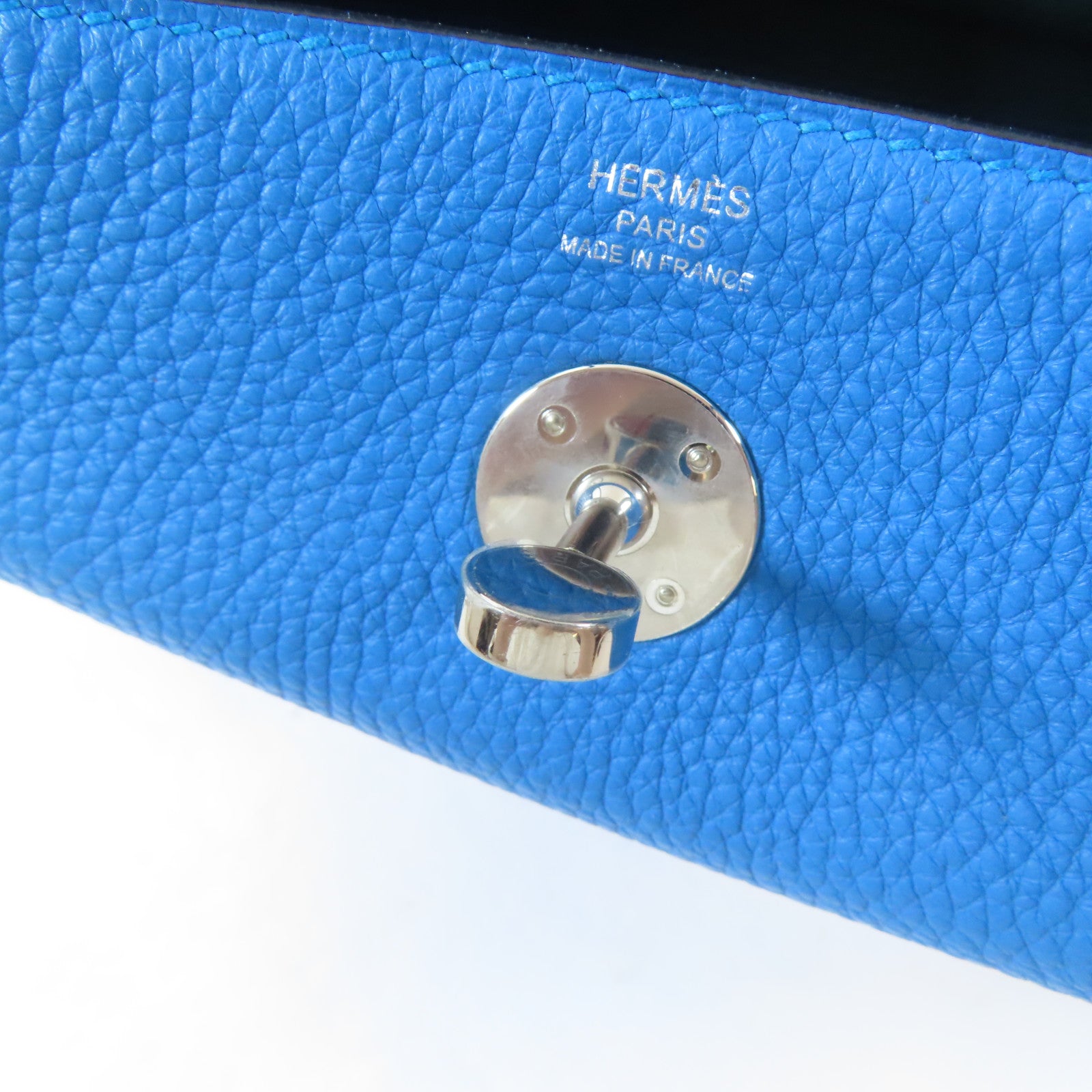 HERMES Clemence皮革Lindy 26銀扣手挽肩背兩用袋Malachite/綠色/Blue Zanzibar/藍色