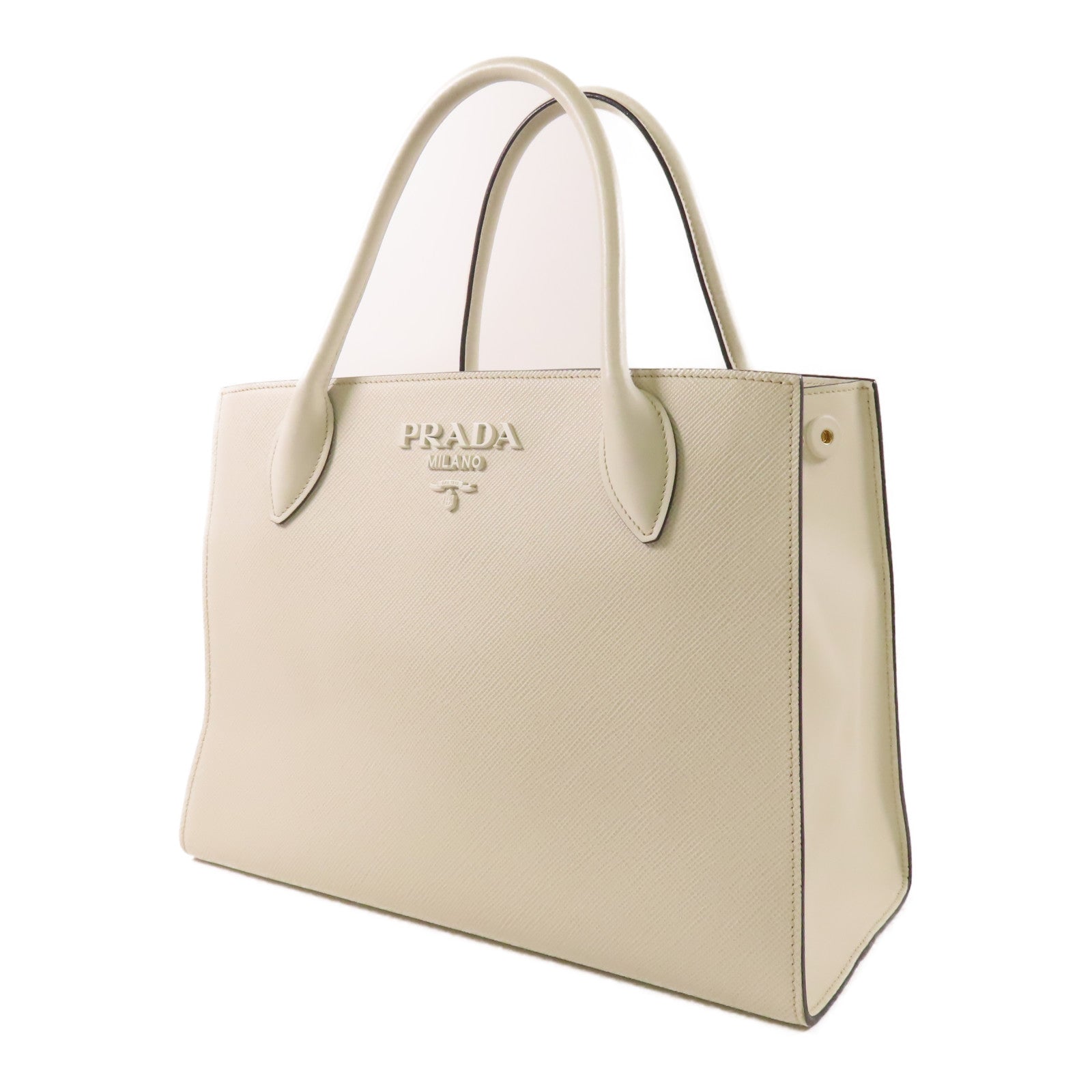 PRADA GHW 2 Way Shoulder Bag Handbag 1BA155 Saffiano Leather White