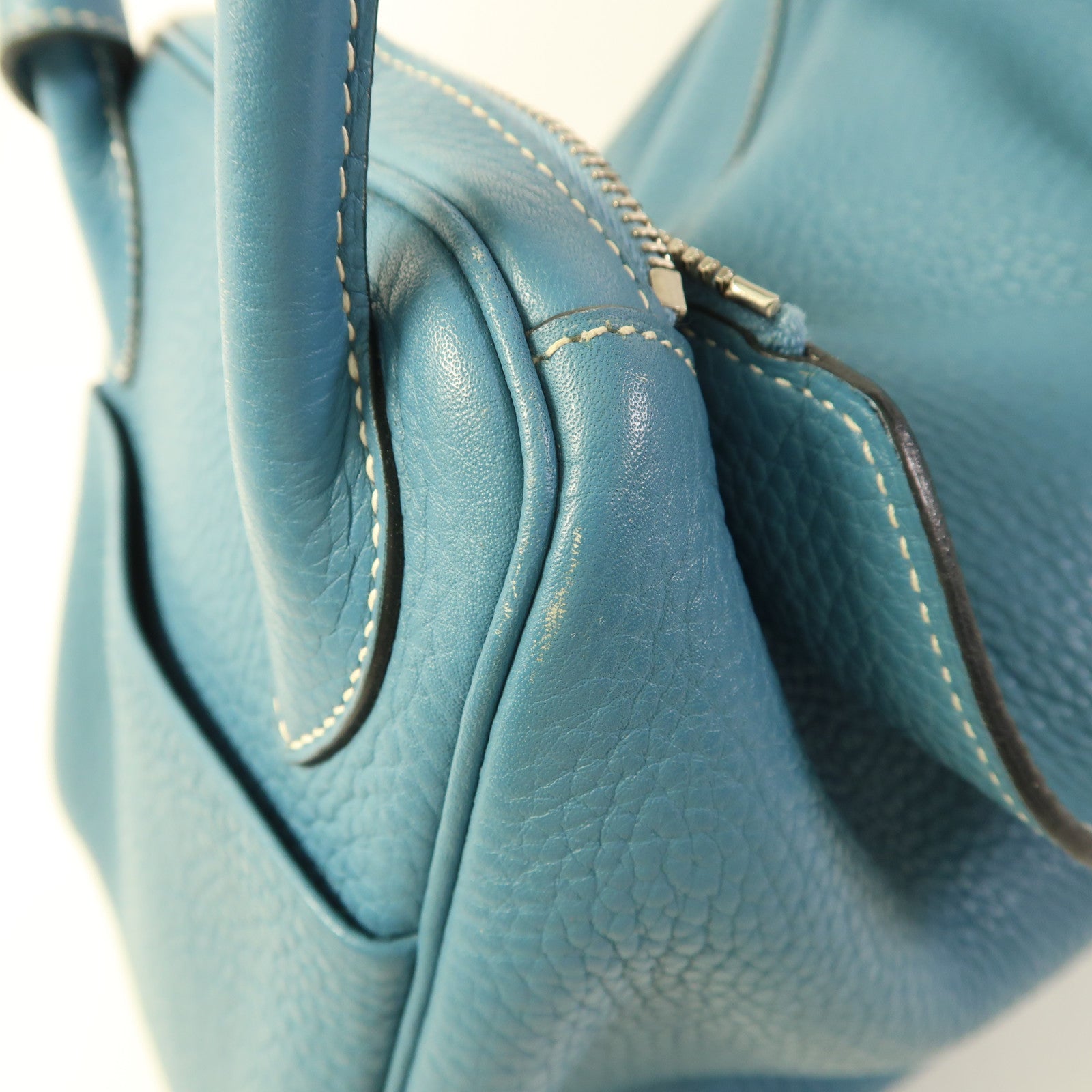 HERMES PHW Lindy 30 2 Way Shoulder Bag Clemence Leather Bleu Jean