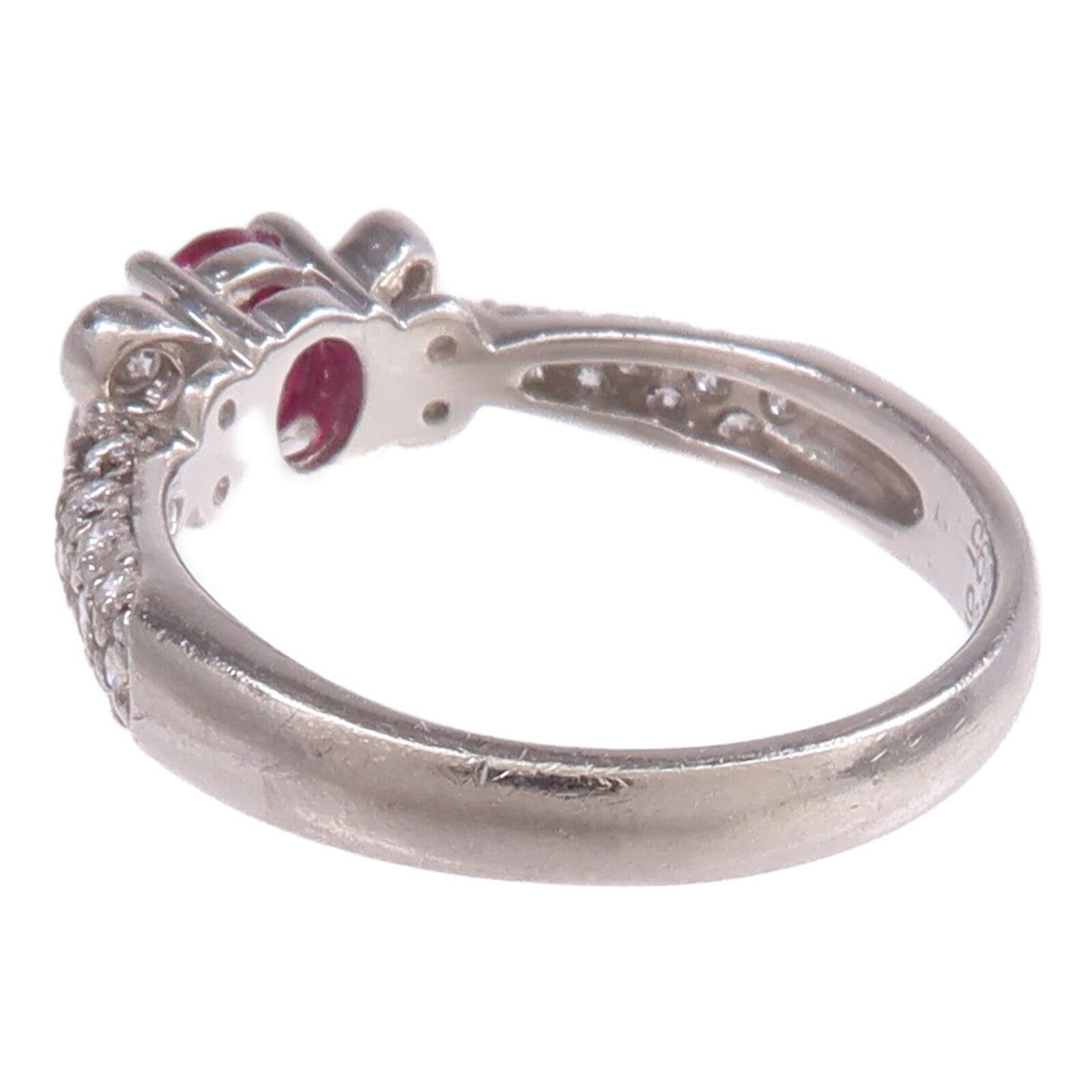 JEWELRY PT900鉑金Ruby Diamond Ring紅寶石/鑽石戒指US#5.25
