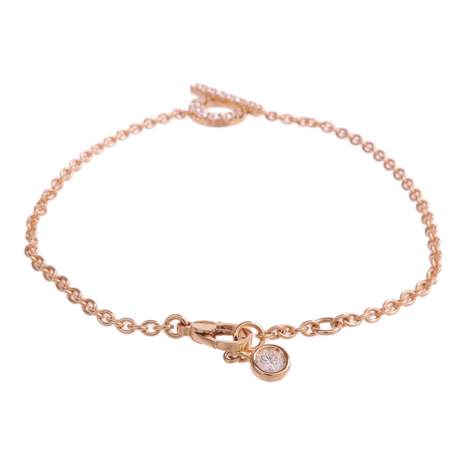 HERMES 18K玫瑰金Finesse Bracelet鑽石手鏈