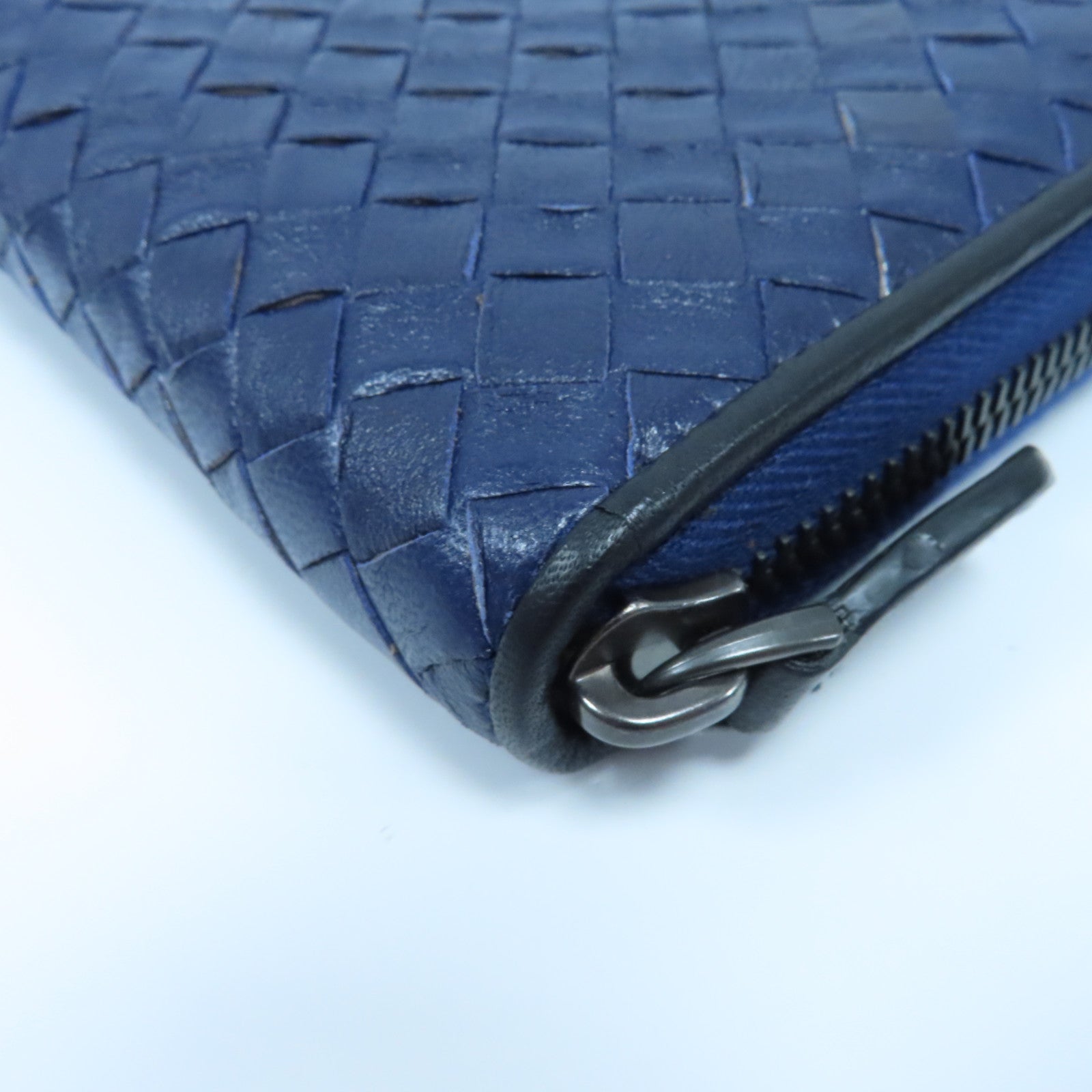 BOTTEGA VENETA 【激減優惠】織紋皮革Long Wallet長錢包藍色