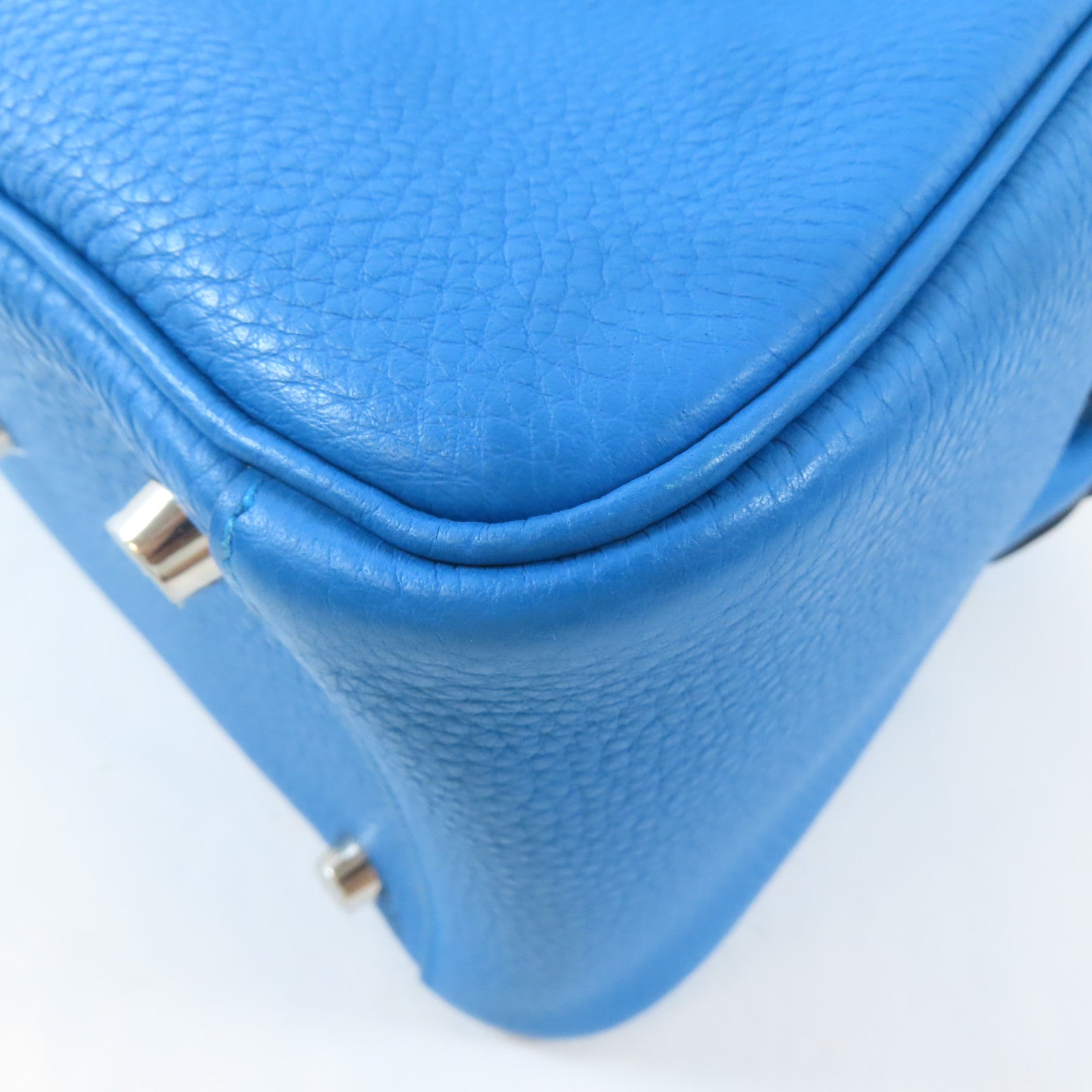 HERMES Clemence皮革Lindy 26銀扣手挽肩背兩用袋Malachite/綠色/Blue Zanzibar/藍色