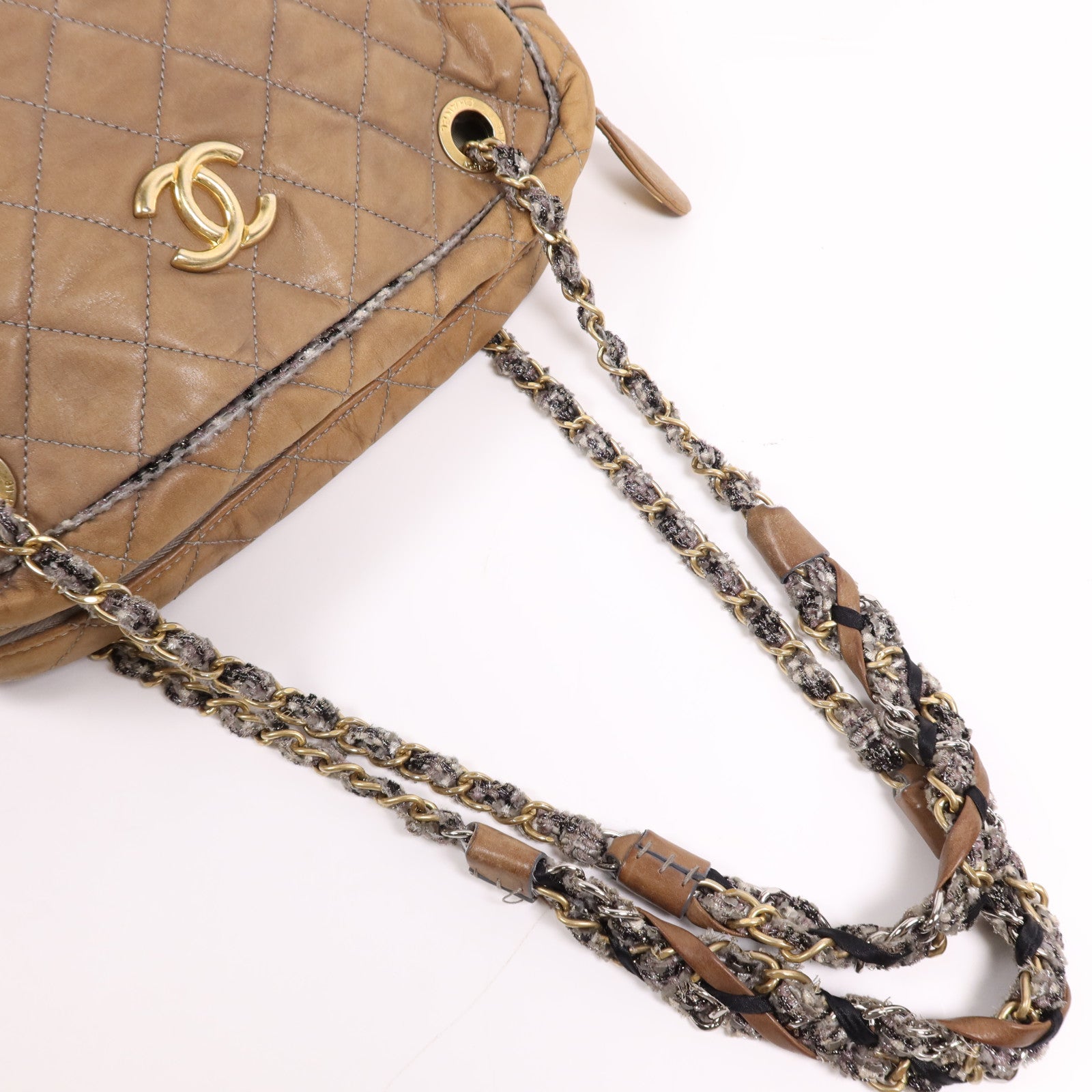 CHANEL 牛皮皮革Chain Shoulder Bag金扣鏈帶手挽肩背兩用袋