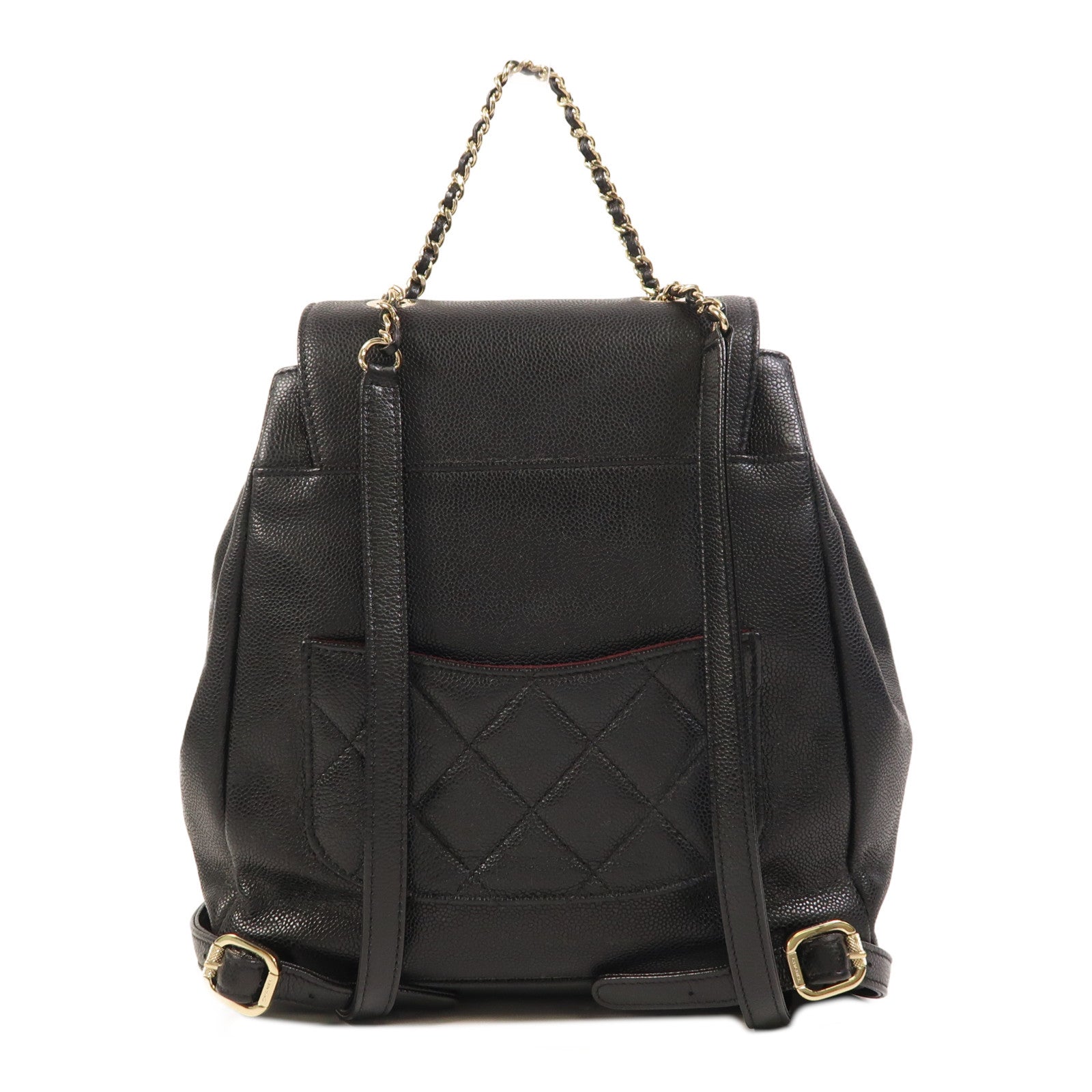 CHANEL 牛皮皮革Backpack金扣背包