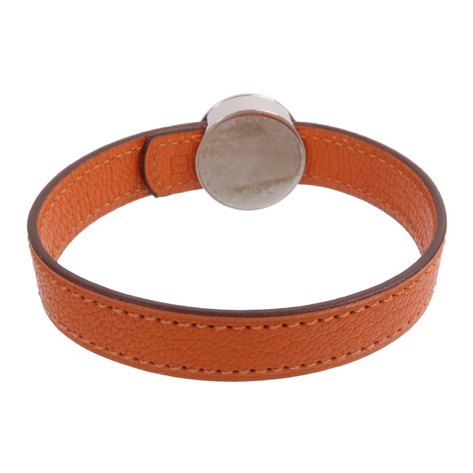 HERMES Swift/Mysore皮革Looping Bracelet手帶Noir/Orange