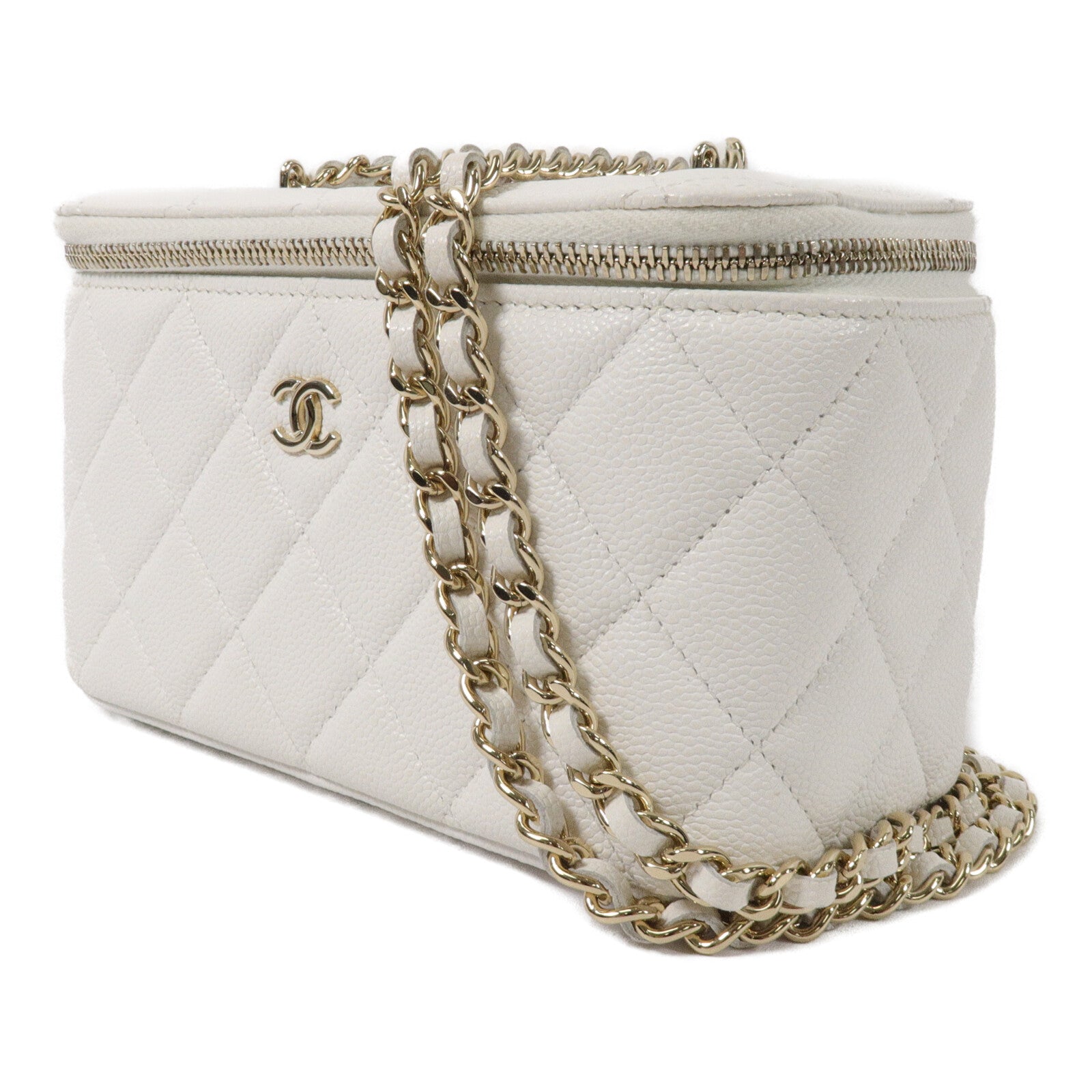 CHANEL 牛皮皮革Vanity Case鏈帶肩背袋