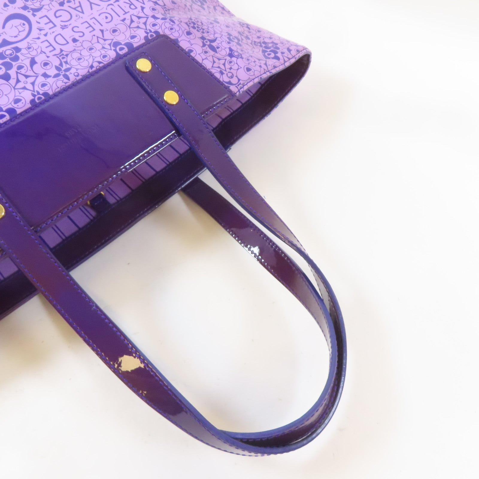 LOUIS VUITTON 【激減優惠】塗層帆布/皮革Cosmic Blossom PM金扣手挽袋紫色