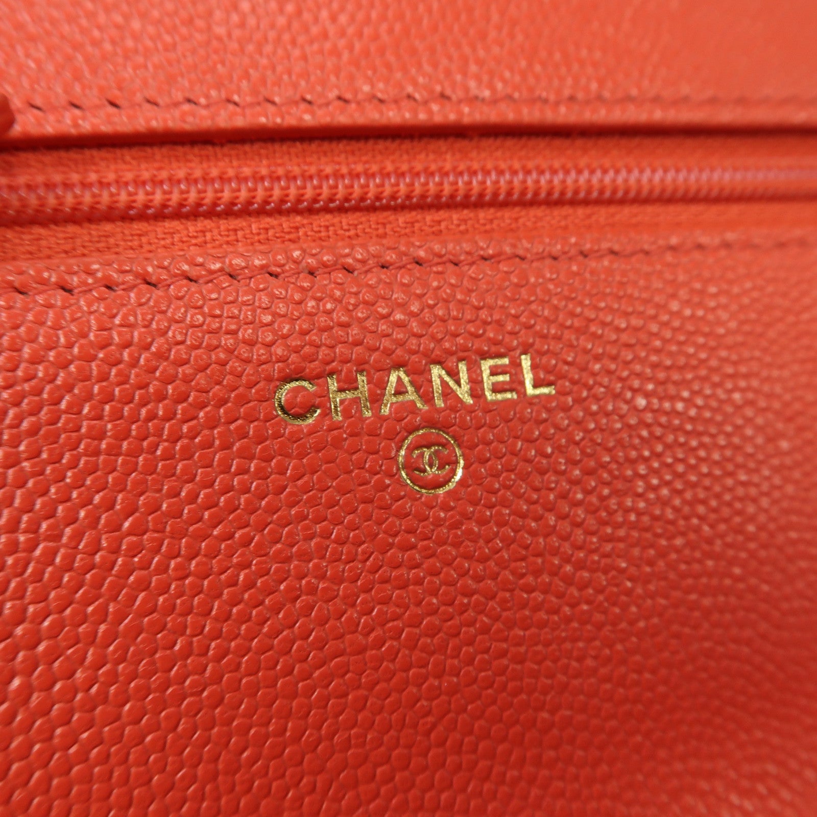 CHANEL 【激減優惠】菱格Caviar皮革Wallet On Chain金扣鏈帶肩背袋紅色