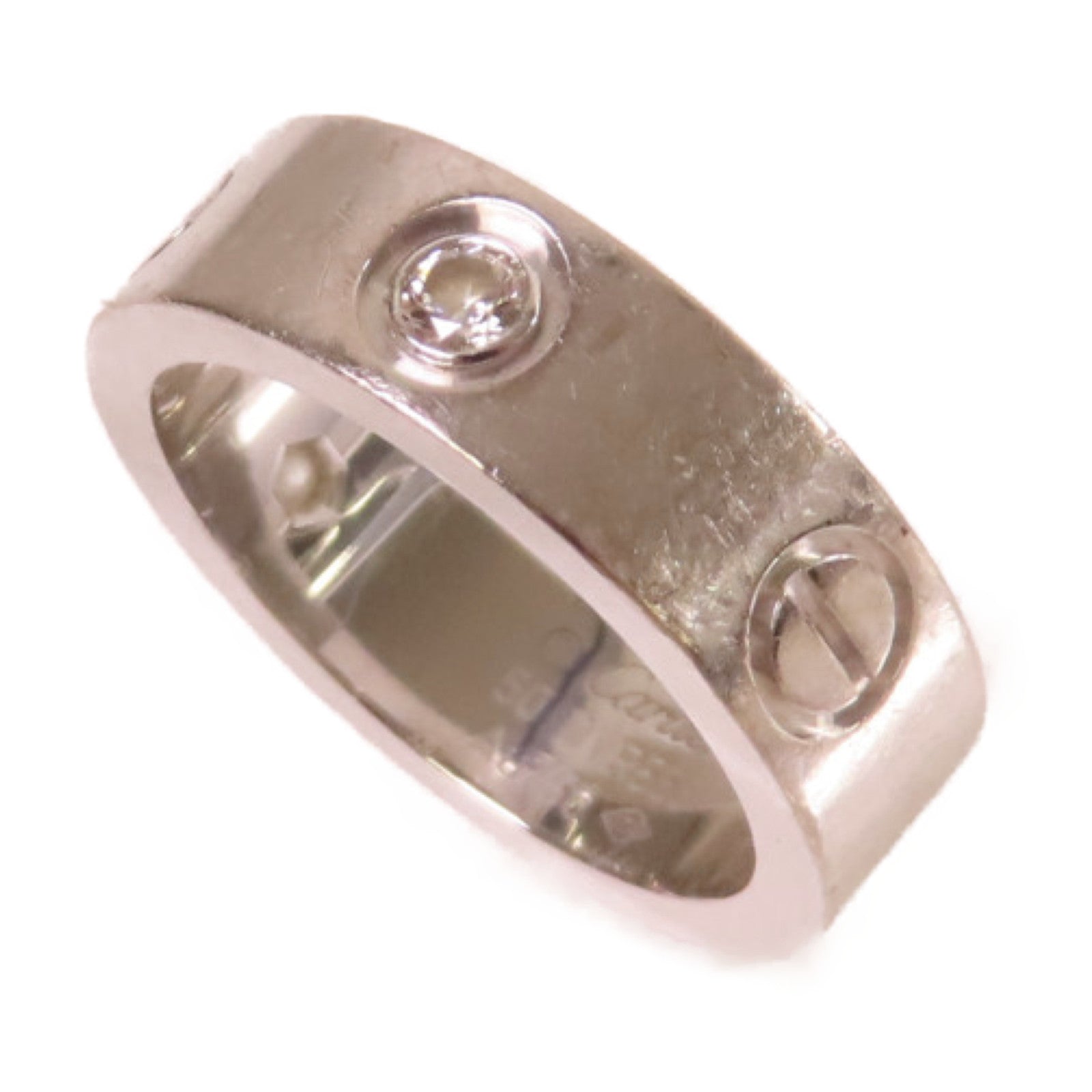 CARTIER 18K白金/鑽石Love Ring 3 Diamond Ring戒指#50/US#5.5