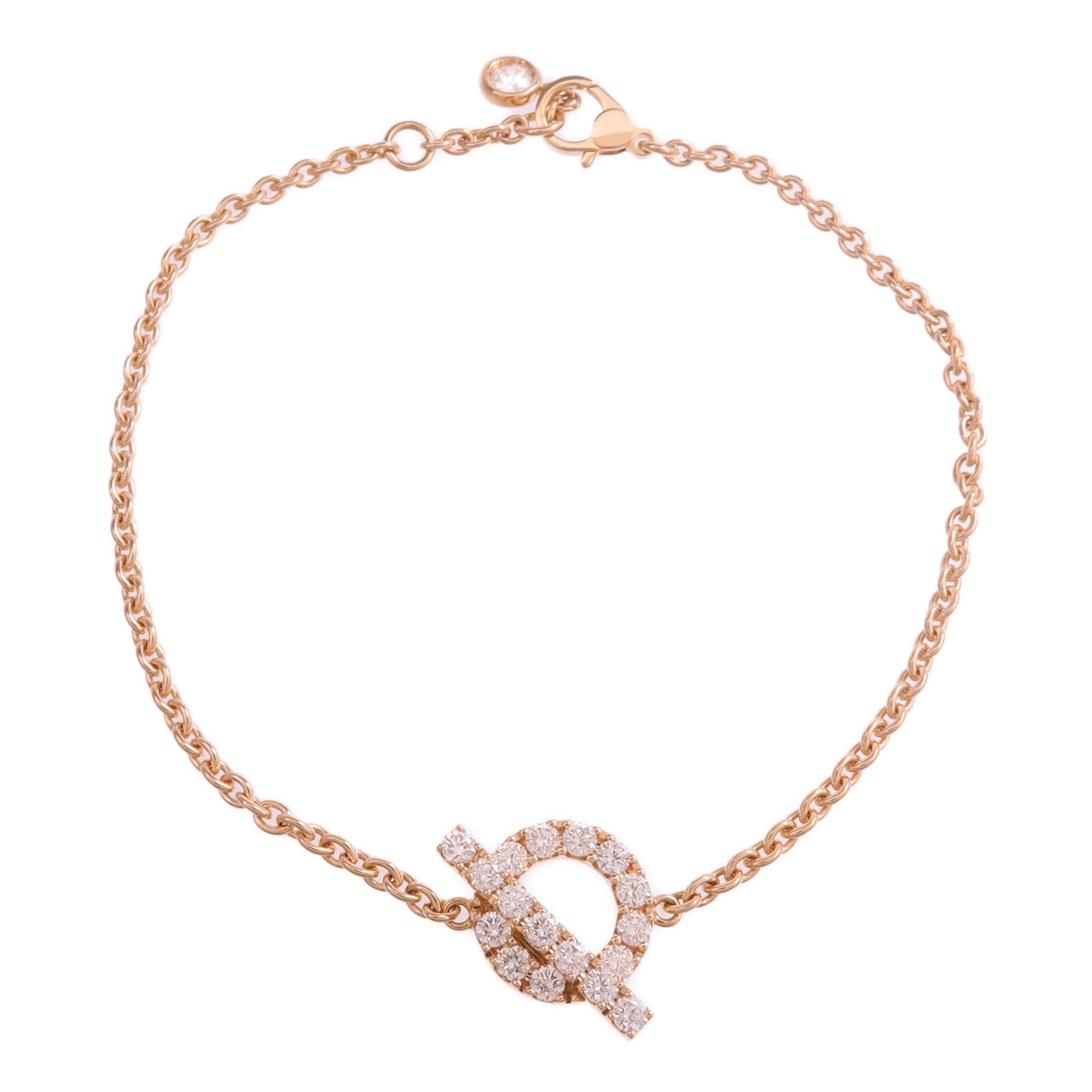 HERMES 18K玫瑰金Finesse Bracelet鑽石手鏈