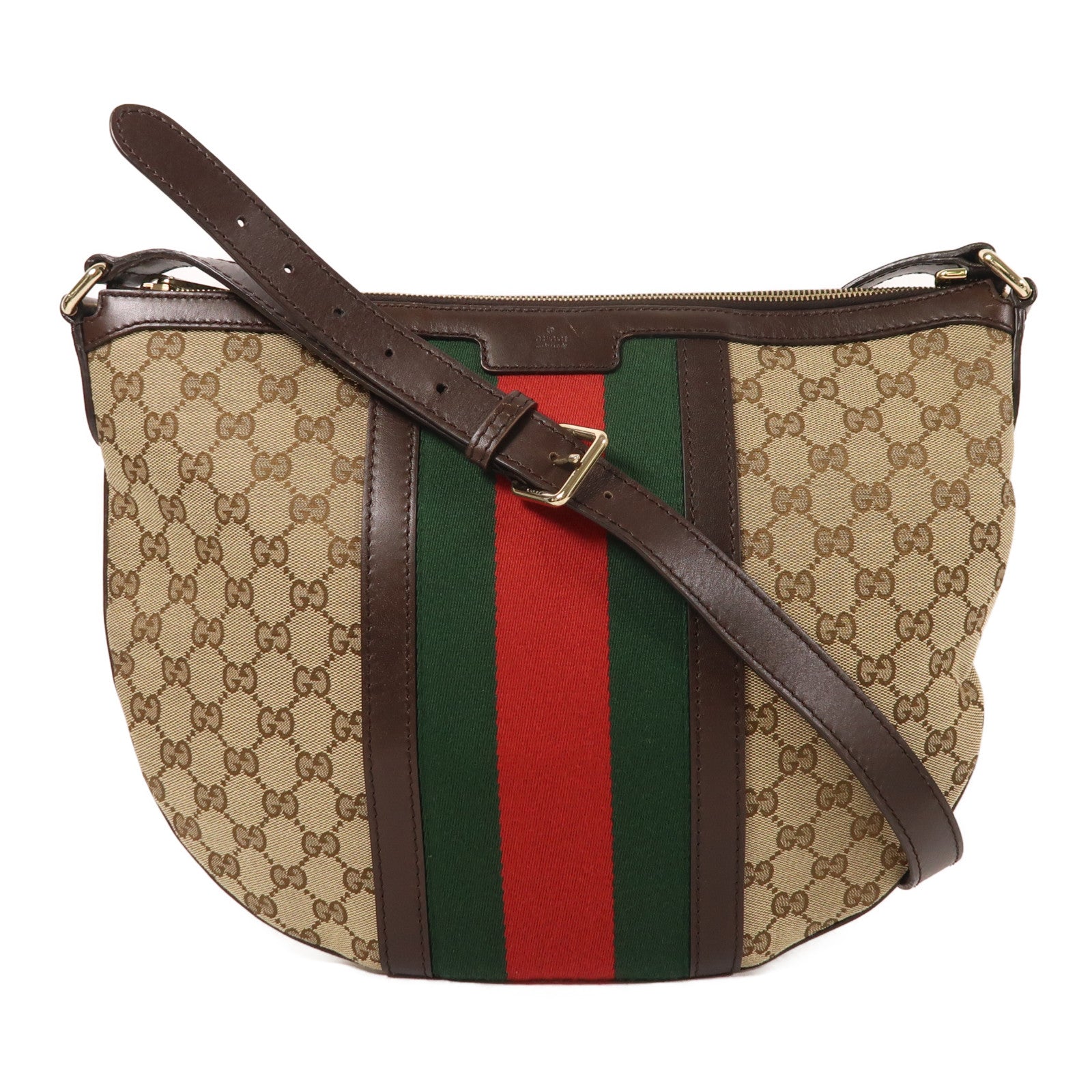 GUCCI 帆布Half Moon Hobo金扣肩背袋