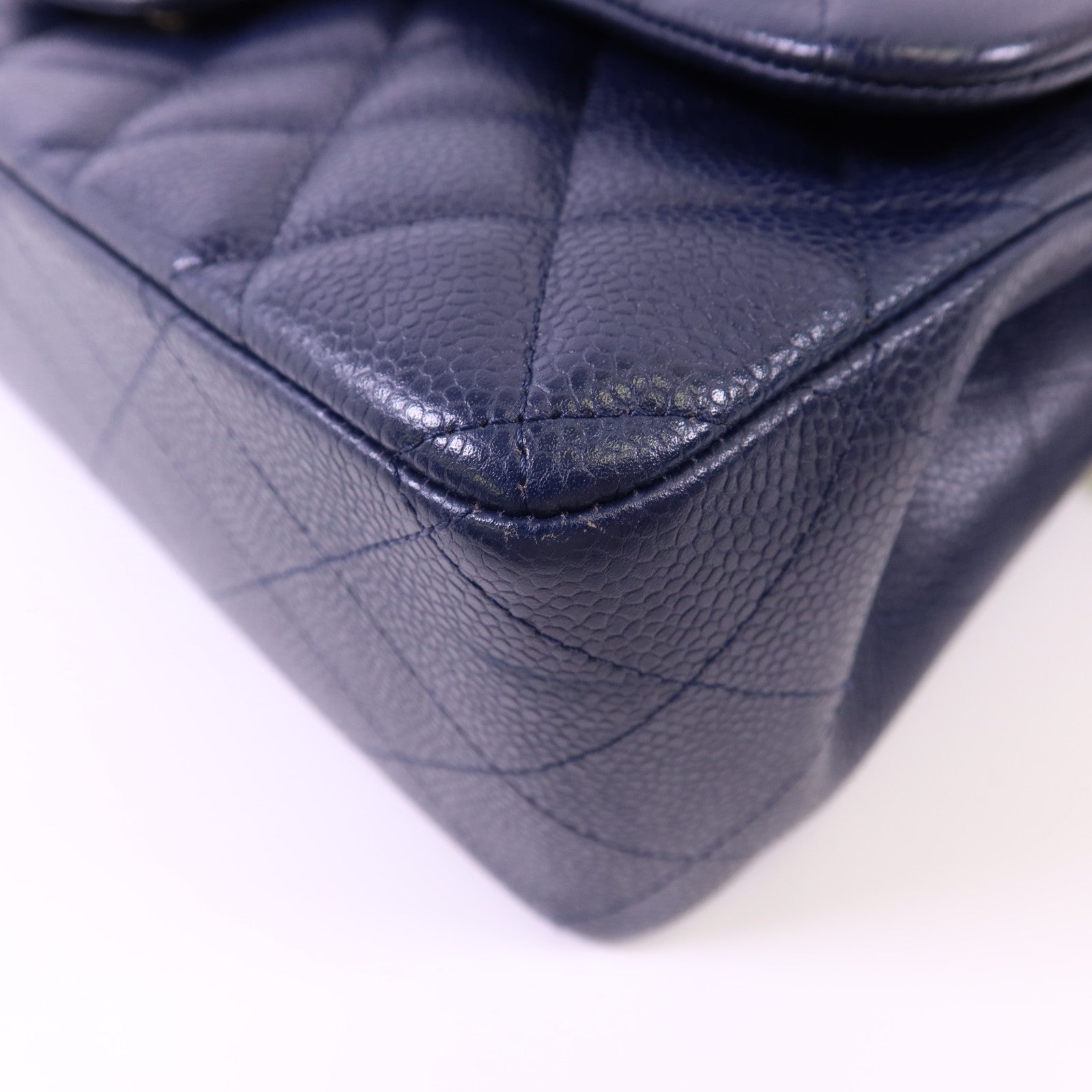 CHANEL 牛皮皮革Large Classic銀扣鏈帶肩背袋