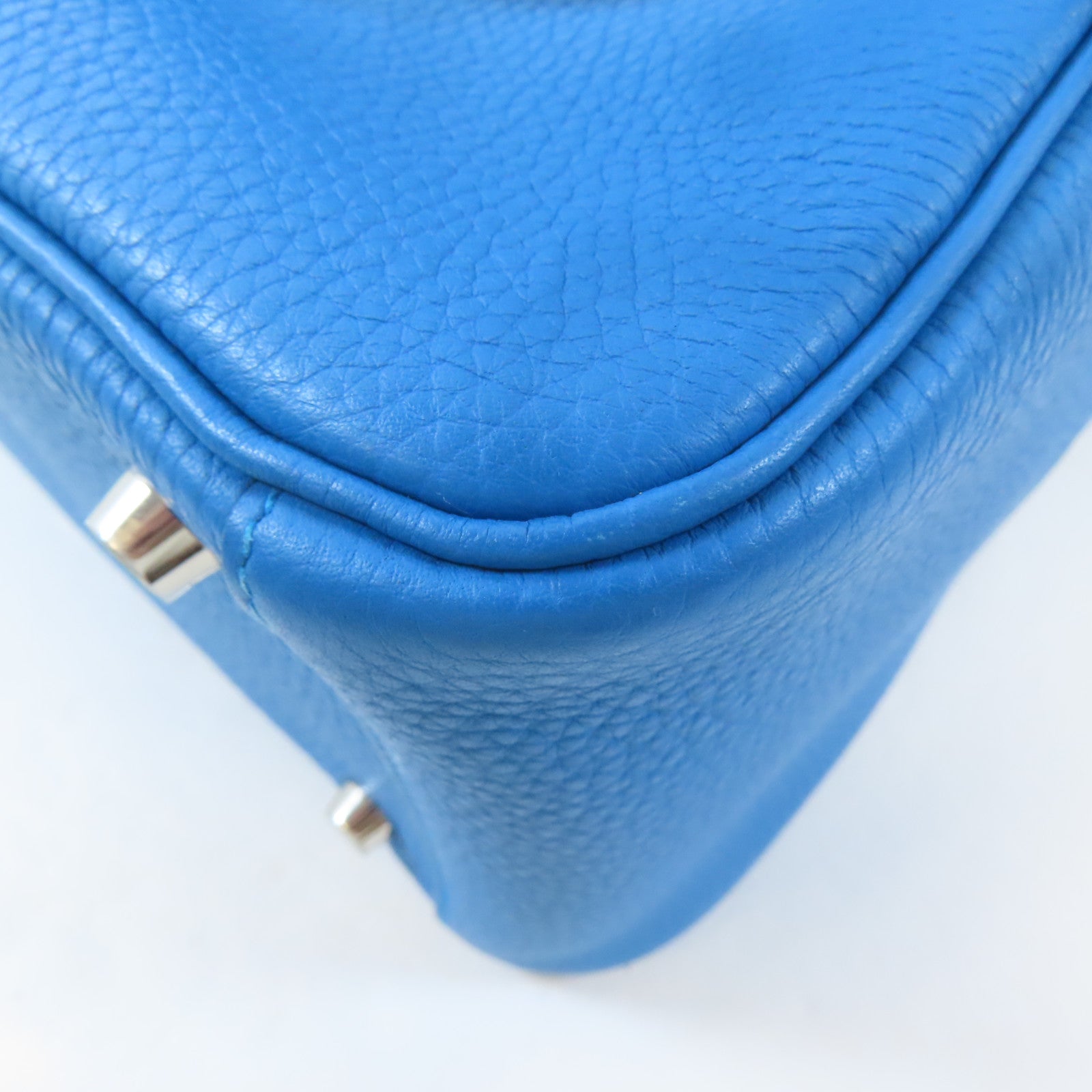 HERMES Clemence皮革Lindy 26銀扣手挽肩背兩用袋Malachite/綠色/Blue Zanzibar/藍色