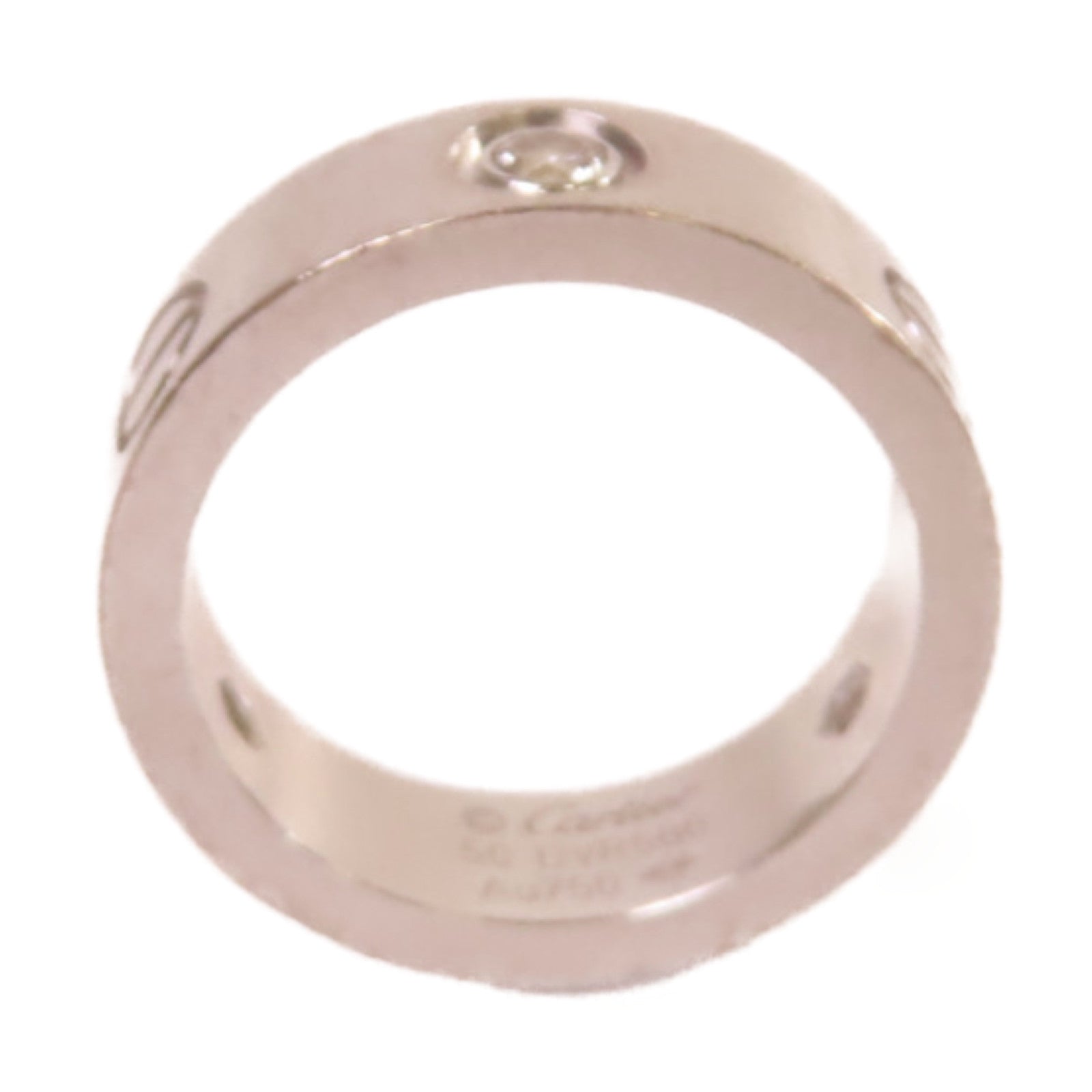 CARTIER 18K白金/鑽石Love Ring 3 Diamond Ring戒指#50/US#5.5