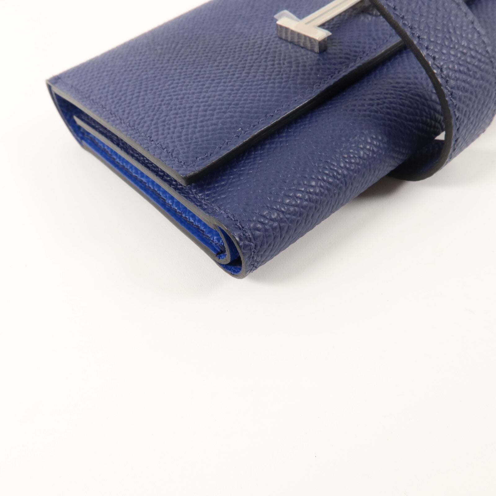 HERMES Epsom皮革Bearn Combine Wallet錢包Bleu Saphir