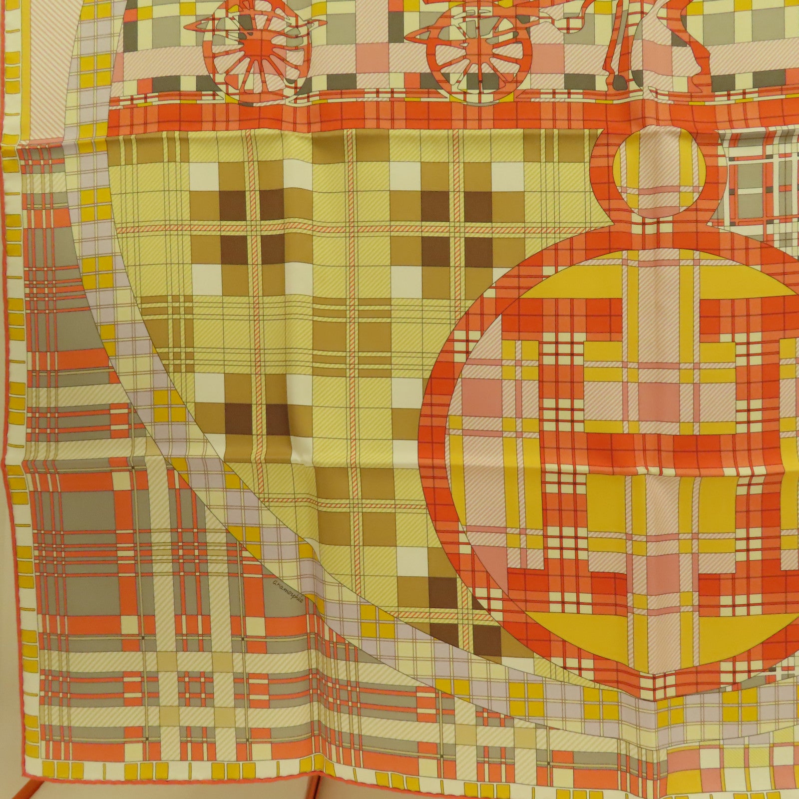 HERMES 絲質Scarf 90x90絲巾橙色
