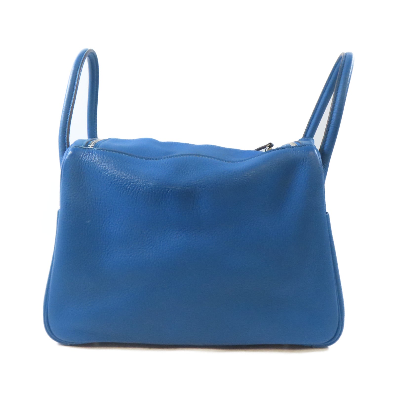 HERMES 【激減優惠】Clemence皮革Lindy 30銀扣手挽肩背兩用袋Mykonos藍色