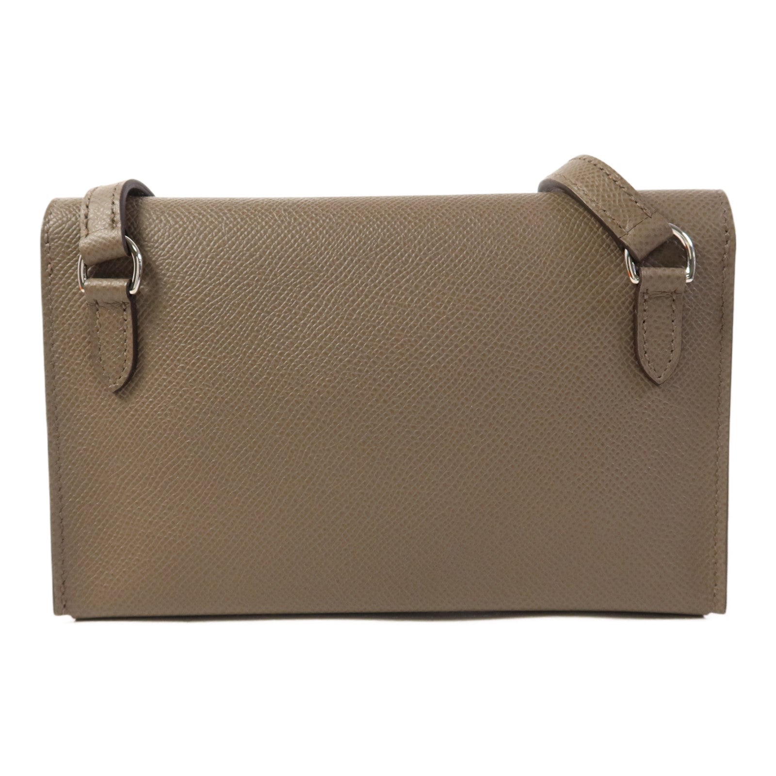 HERMES 【激減優惠】Epsom皮革SnapWallet銀扣肩背袋Etain