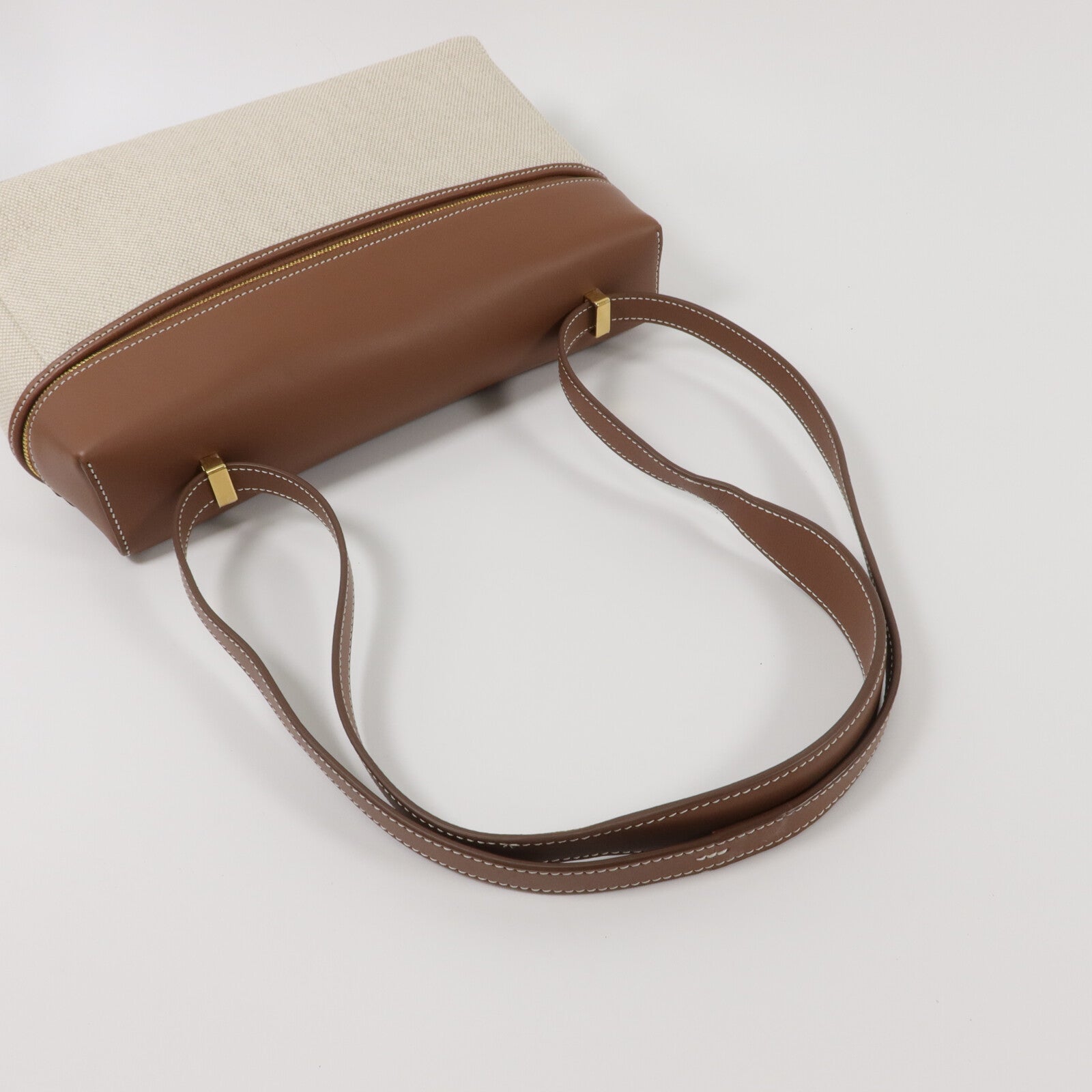 Loro Piana 帆布/牛皮皮革Extra Pocket L27手挽肩背兩用袋