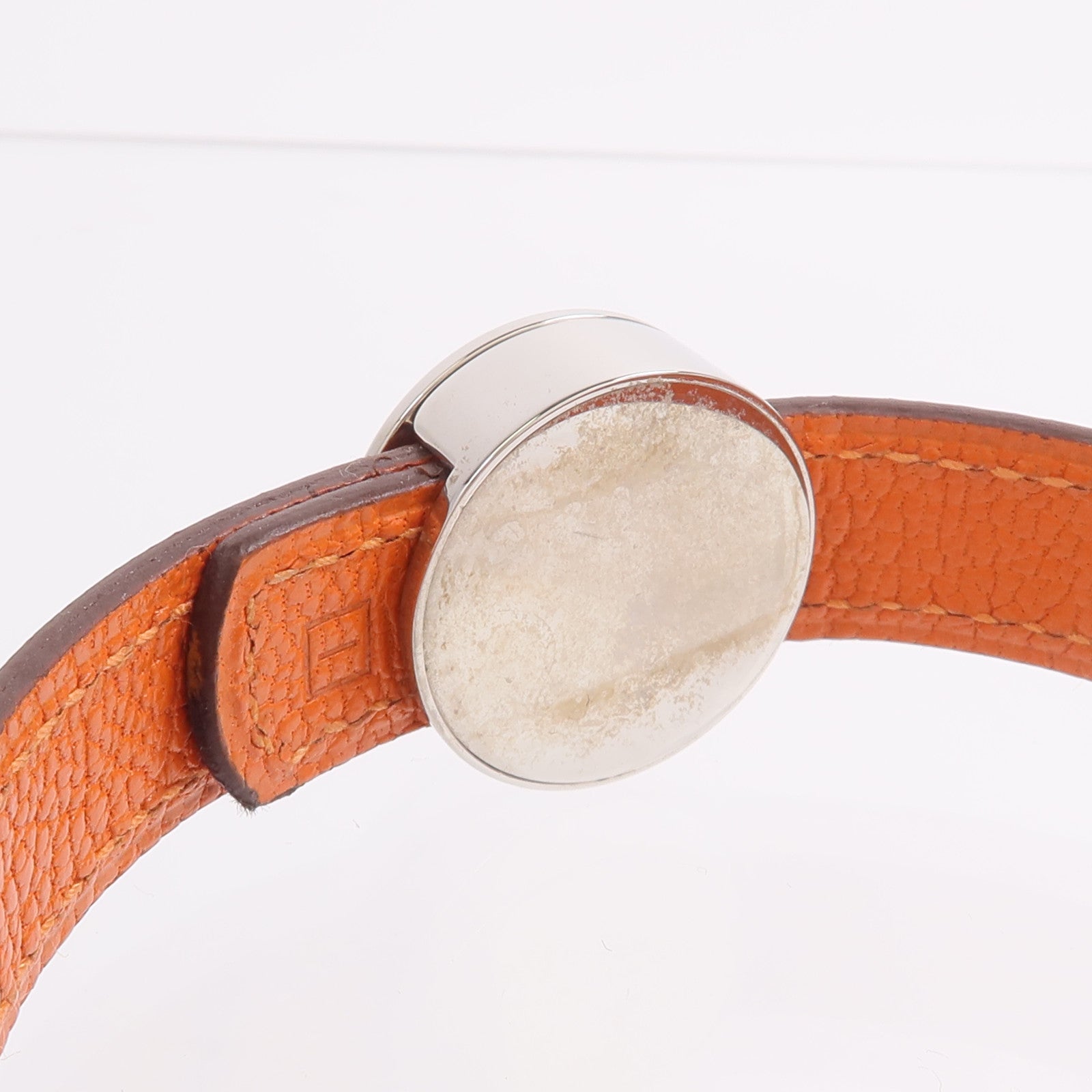 HERMES Swift/Mysore皮革Looping Bracelet手帶Noir/Orange