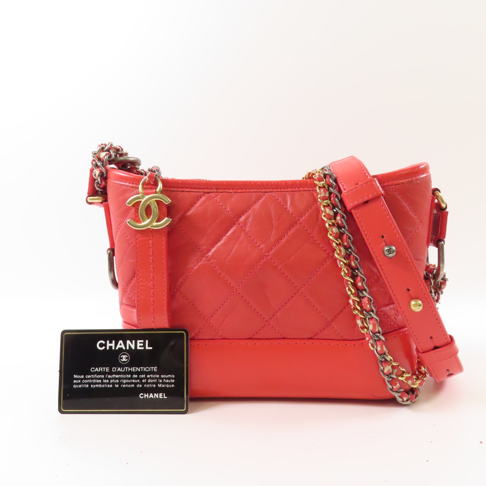 CHANEL 【激減優惠】牛皮皮革Gabrielle Hobo金扣鏈帶肩背袋