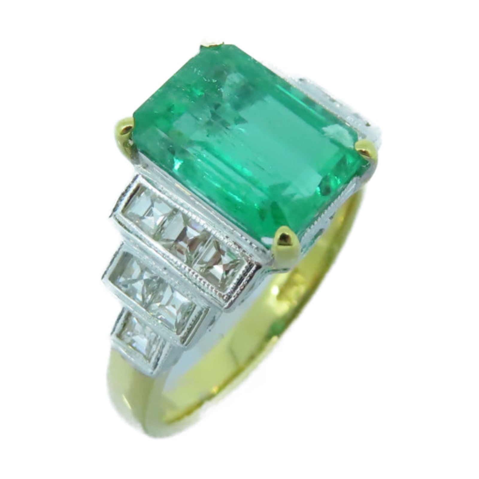 JEWELRY **【激減優惠】18K黄金Emerald Ring 2.6ct綠寶石/0.43ct鑽石戒指US#6.5