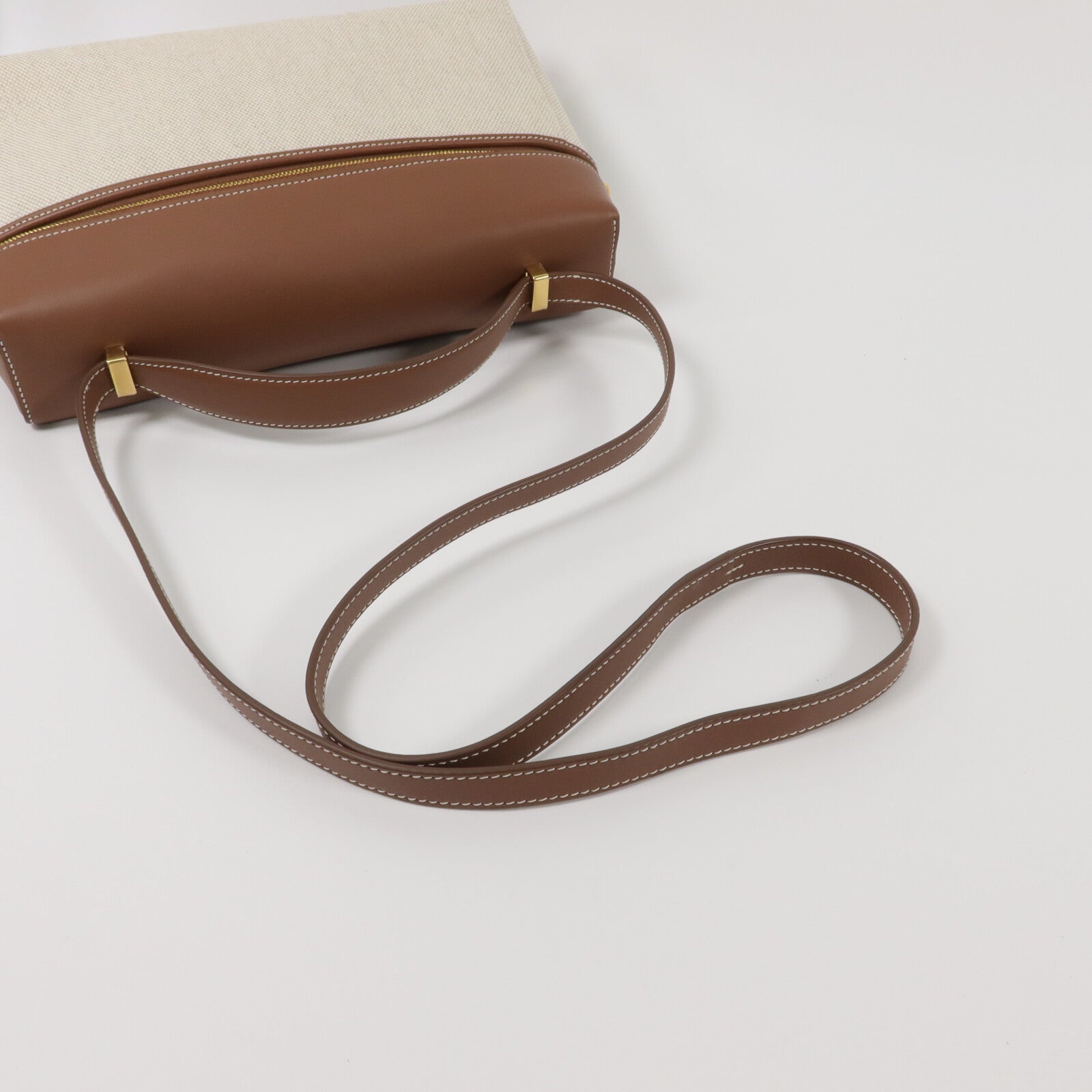 Loro Piana 帆布/牛皮皮革Extra Pocket L27手挽肩背兩用袋