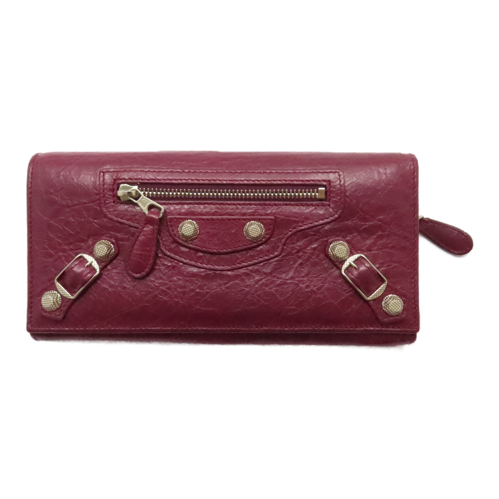 BALENCIAGA 皮革GIANT CONTINENTAL Wallet銀扣長錢包紫色