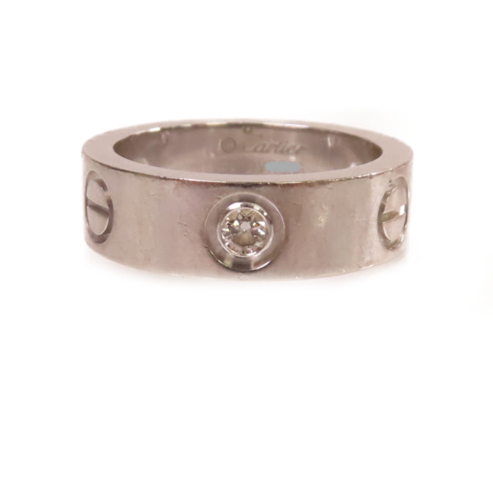 CARTIER 18K白金/鑽石Love Ring 3 Diamond Ring戒指#50/US#5.5