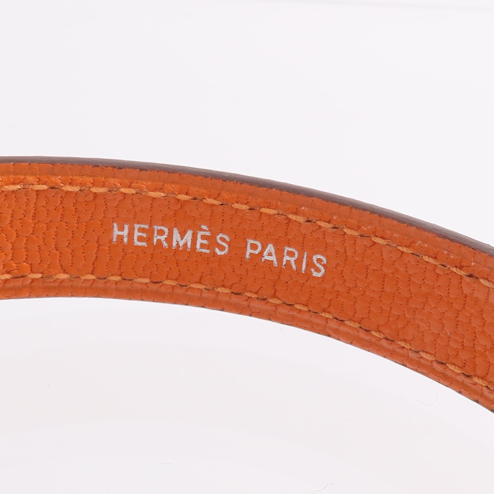 HERMES Swift/Mysore皮革Looping Bracelet手帶Noir/Orange