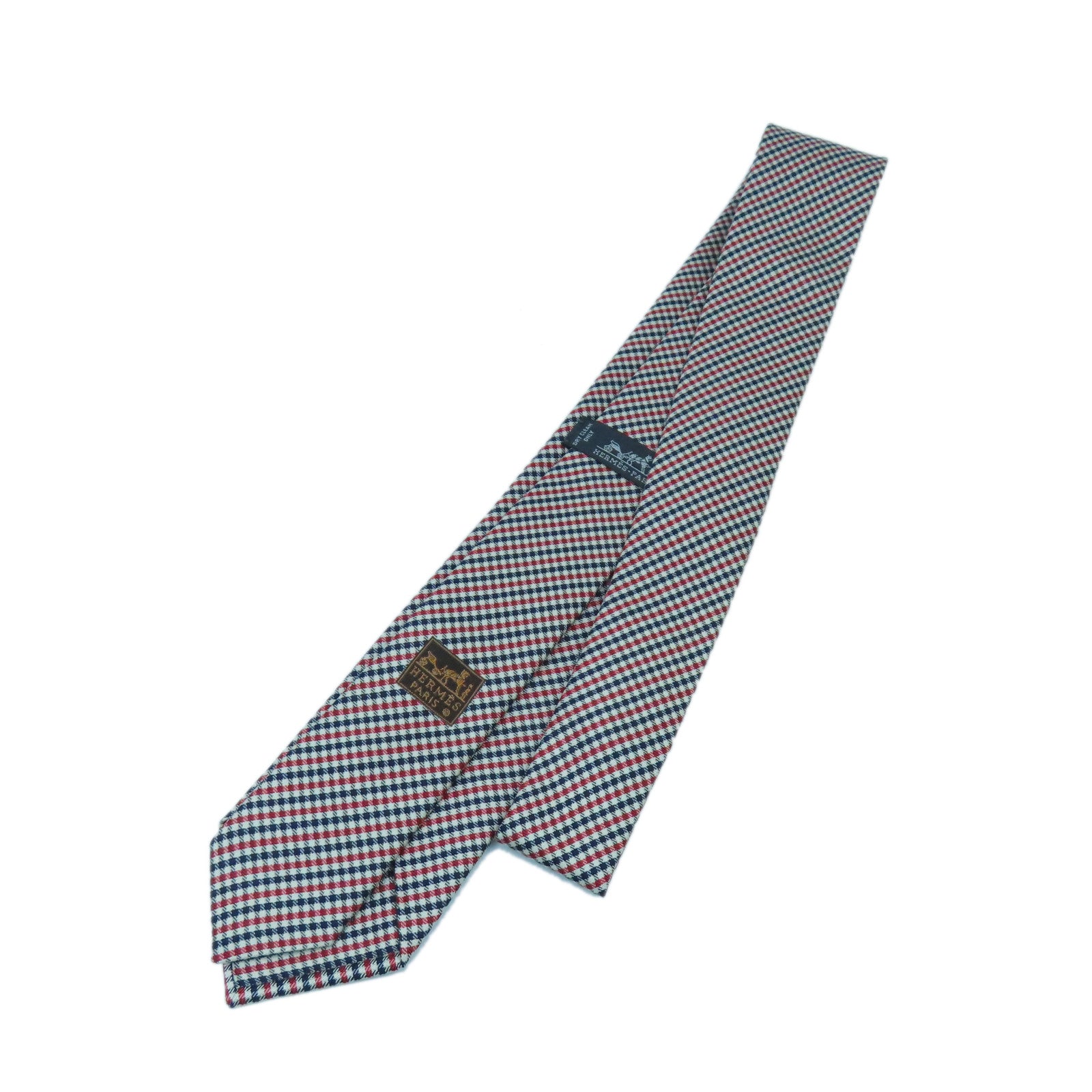HERMES 【激減優惠精選】格紋絲質Necktie領帶紅色藍色