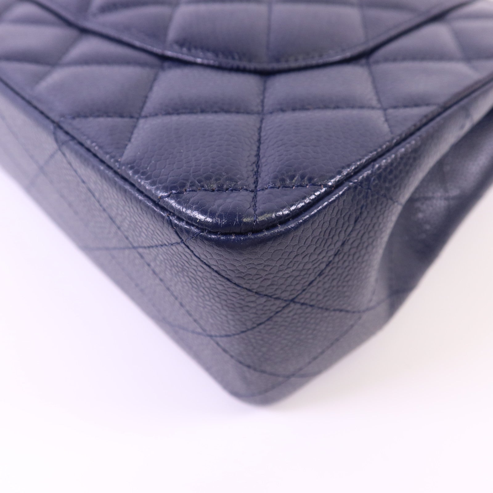 CHANEL 牛皮皮革Large Classic銀扣鏈帶肩背袋