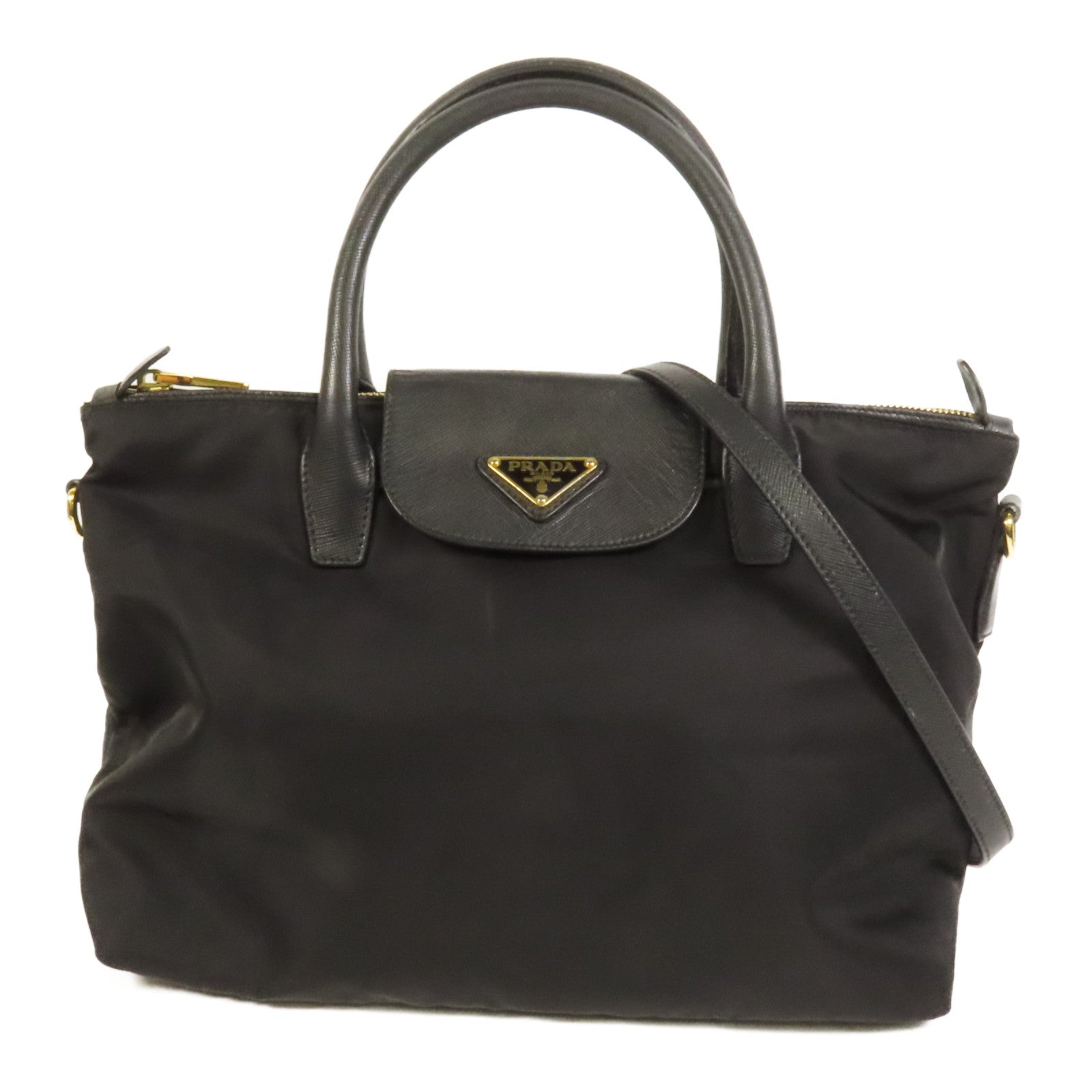 PRADA 尼龍2way Shoulder金扣手挽肩背兩用袋