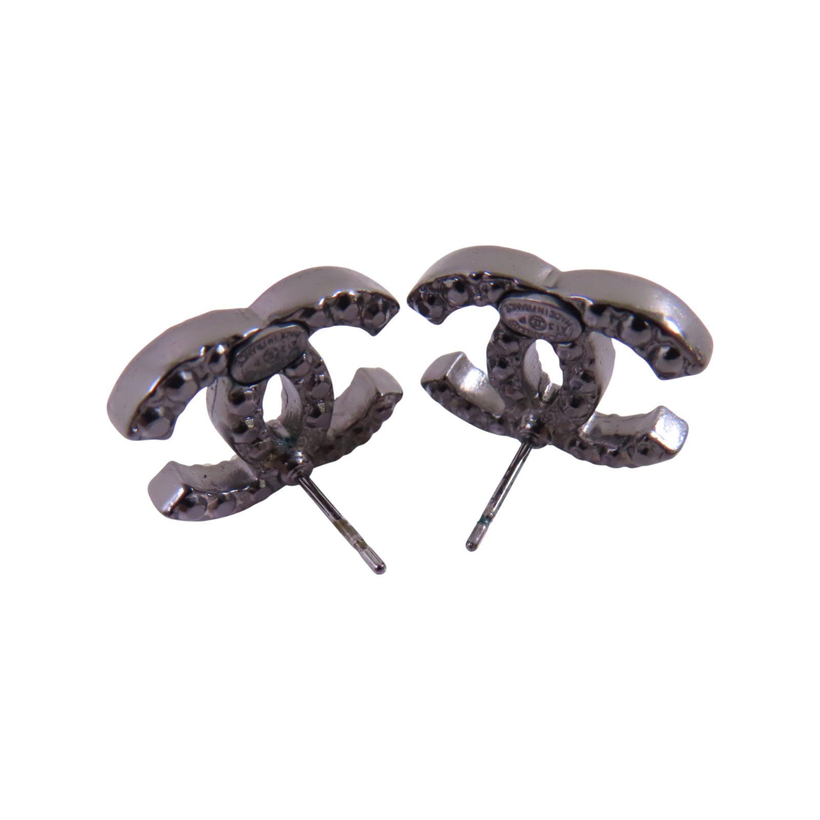 CHANEL 金屬/水鑽/仿珍珠CC Earrings銀扣耳環